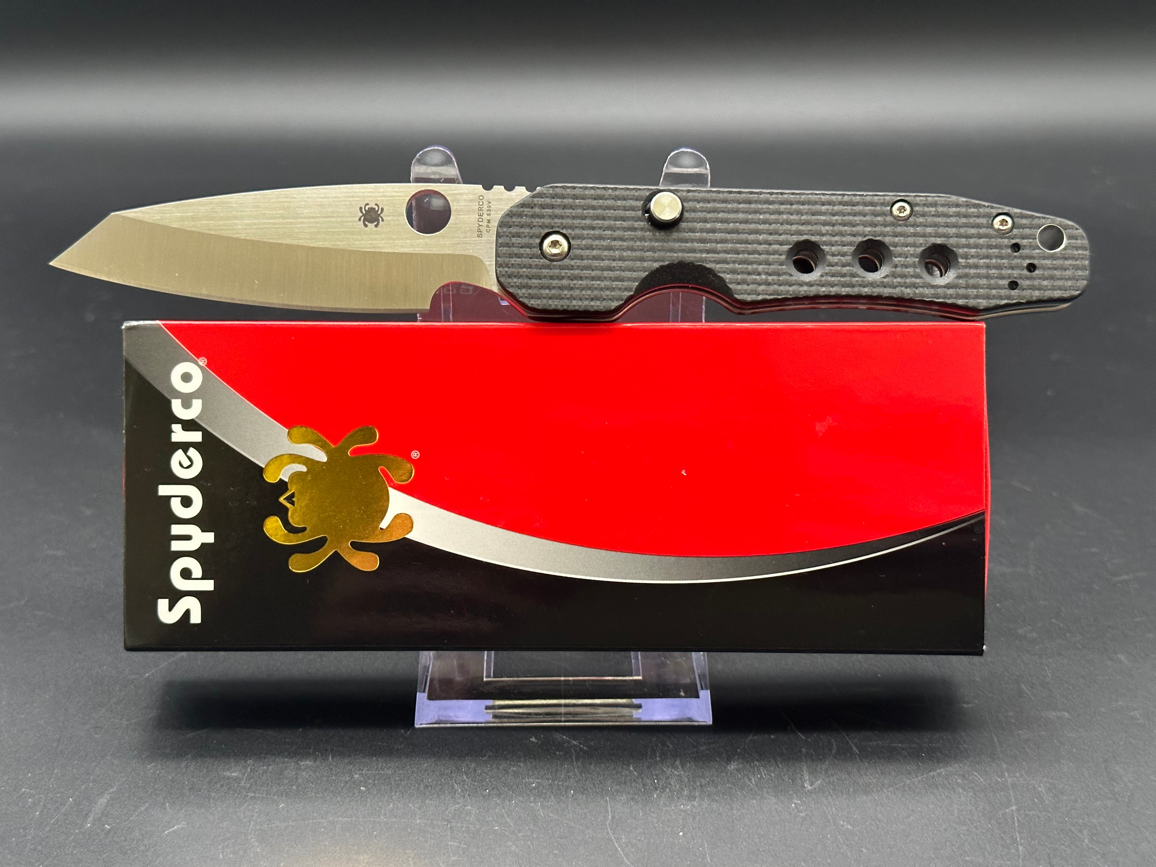 Spyderco C240CFP Smock Folding Knife - Premium Carbon Fiber Handle, CPM-S30V Steel Blade - EDC, Outdoor, Camping, Tactical Use