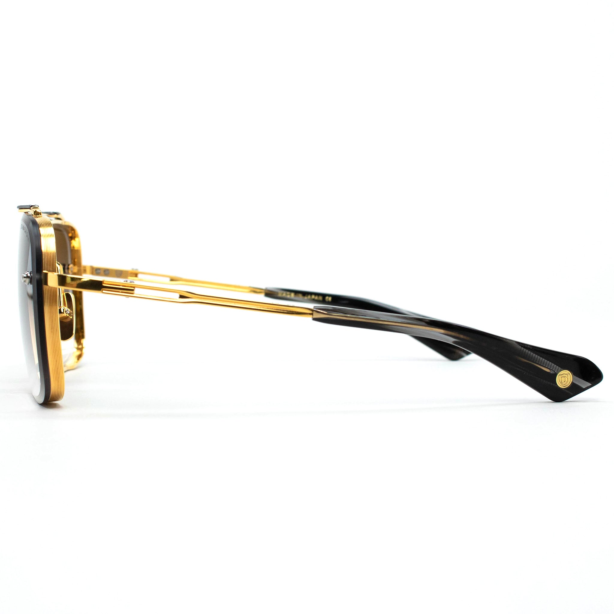 Dita Eyewear DTS121 Mach Six Yellow Gold/Black Polarized Sunglasses for Men - Luxury Aviator Style for Driving, Travel & Outdoor Activities