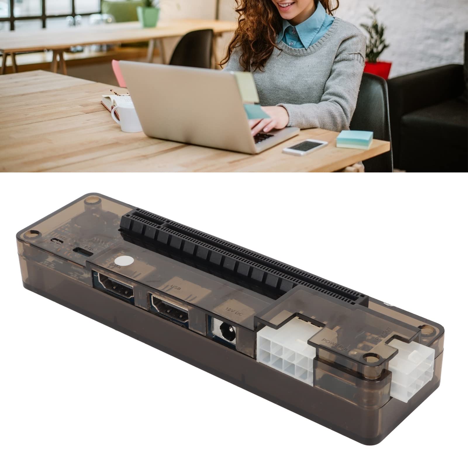 External GPU Dock for Laptop - 6Pin/8Pin PCIe 3.0 Graphics Card Enclosure with Dual Display Output - Perfect for Gaming, Video Editing & Graphic Design Workstations