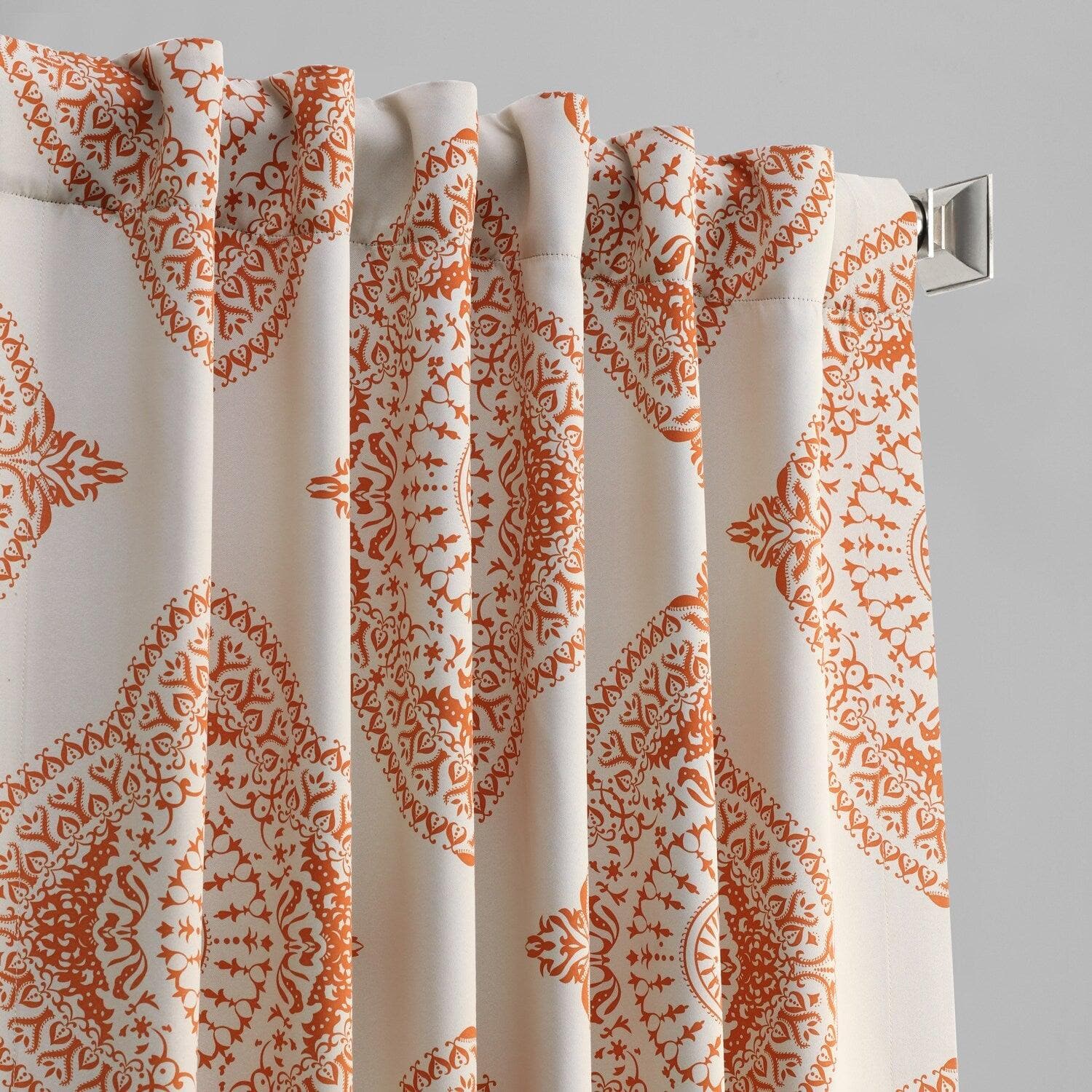Premium Henna Emblem Blackout Curtains - 100% Room Darkening Window Drapes for Bedroom & Living Room | Noise Reducing & Thermal Insulated for Better Sleep & Privacy