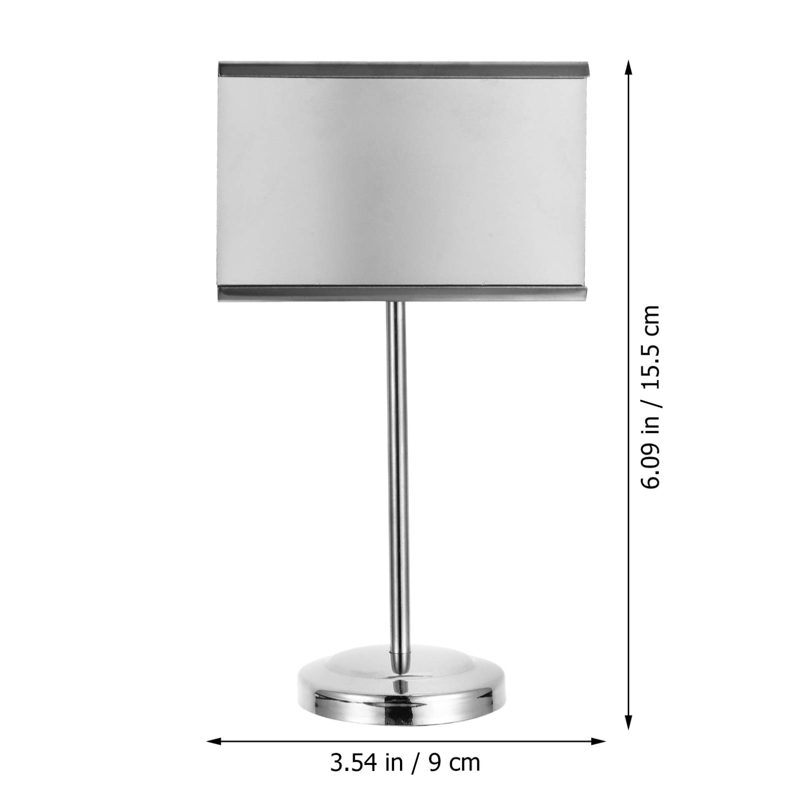 Premium Stainless Steel Business Card Holder - Hemoton Square Desk Name Stand with Memo Clip for Office, Events & Restaurants | Durable Seating Card Holder for Professional & Personal Use