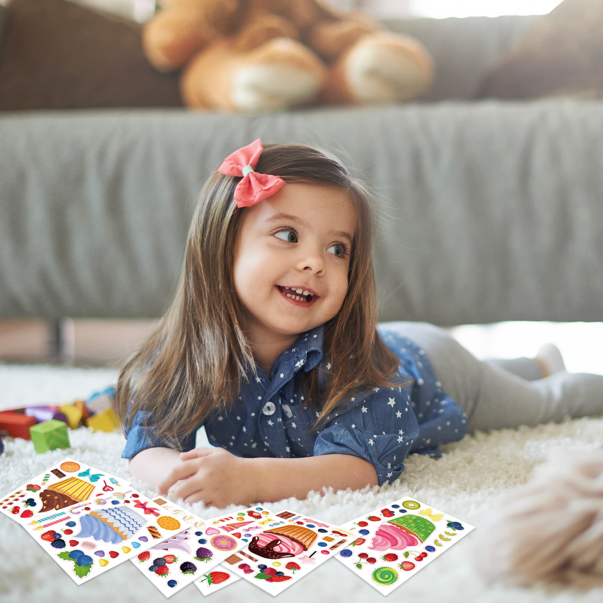 DIY Cupcake & Cake Sticker Maker Kit - Sweet Treats & Dessert Stickers for Kids, Students, Party Favors & Scrapbooking - Fun Baking Themed Arts & Crafts for Birthdays, Classrooms & DIY Projects