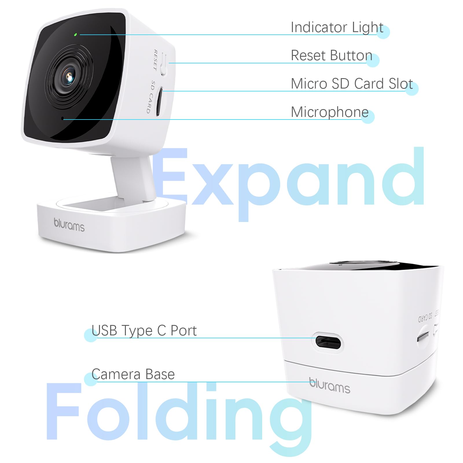 Blurams 2K Indoor Security Camera with Dual-Band WiFi (5GHz & 2.4GHz) - Pet/Baby Monitor, Night Vision, Motion/Sound Detection, 2-Way Talk, Cloud & SD Storage - Ideal for Home, Nursery & Pet Safety Monitoring
