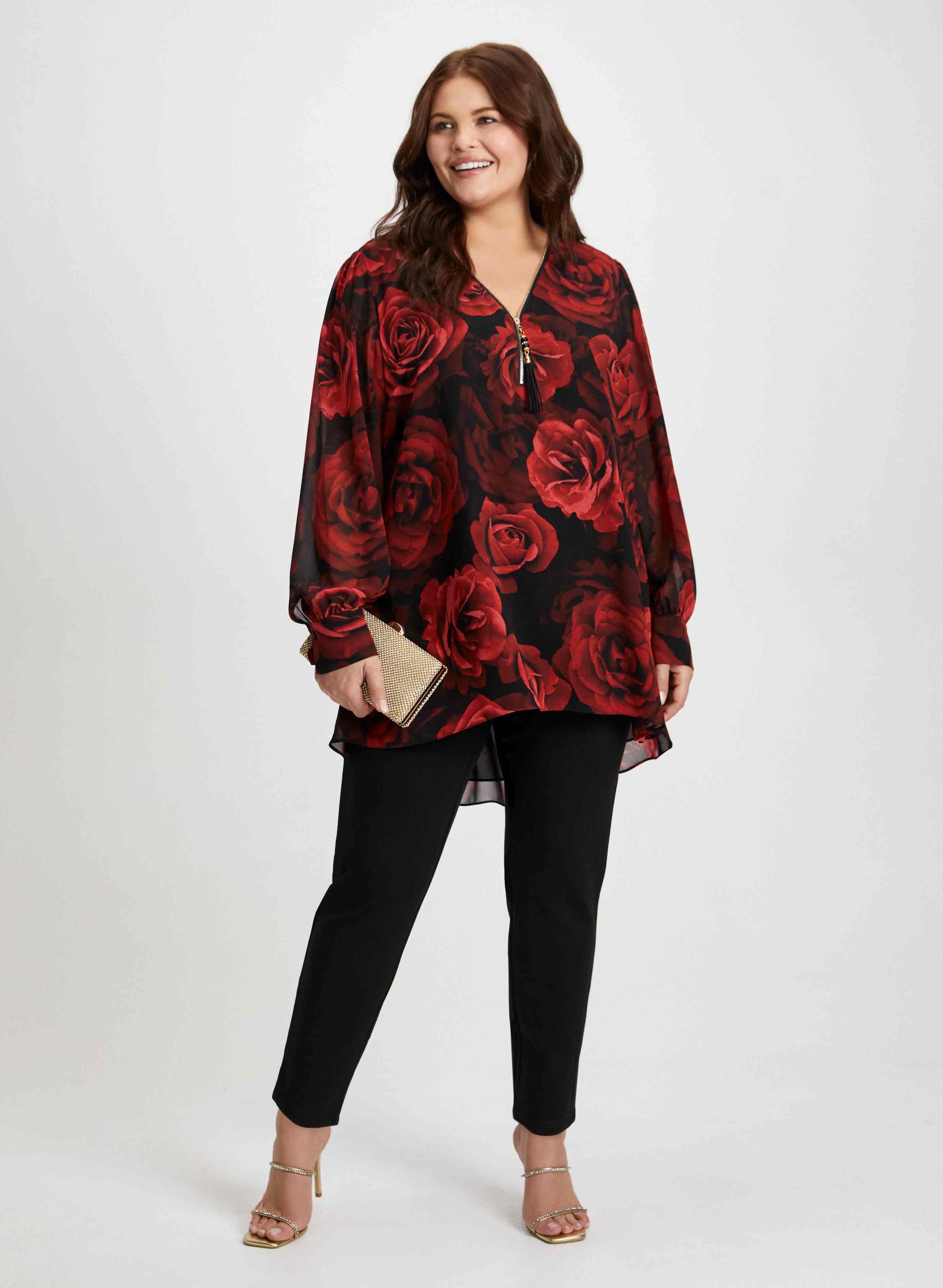 Elegant Floral Print Blouse with Bow Detail Pants Set - Women's Fashion Outfit for Work, Date Night & Special Occasions