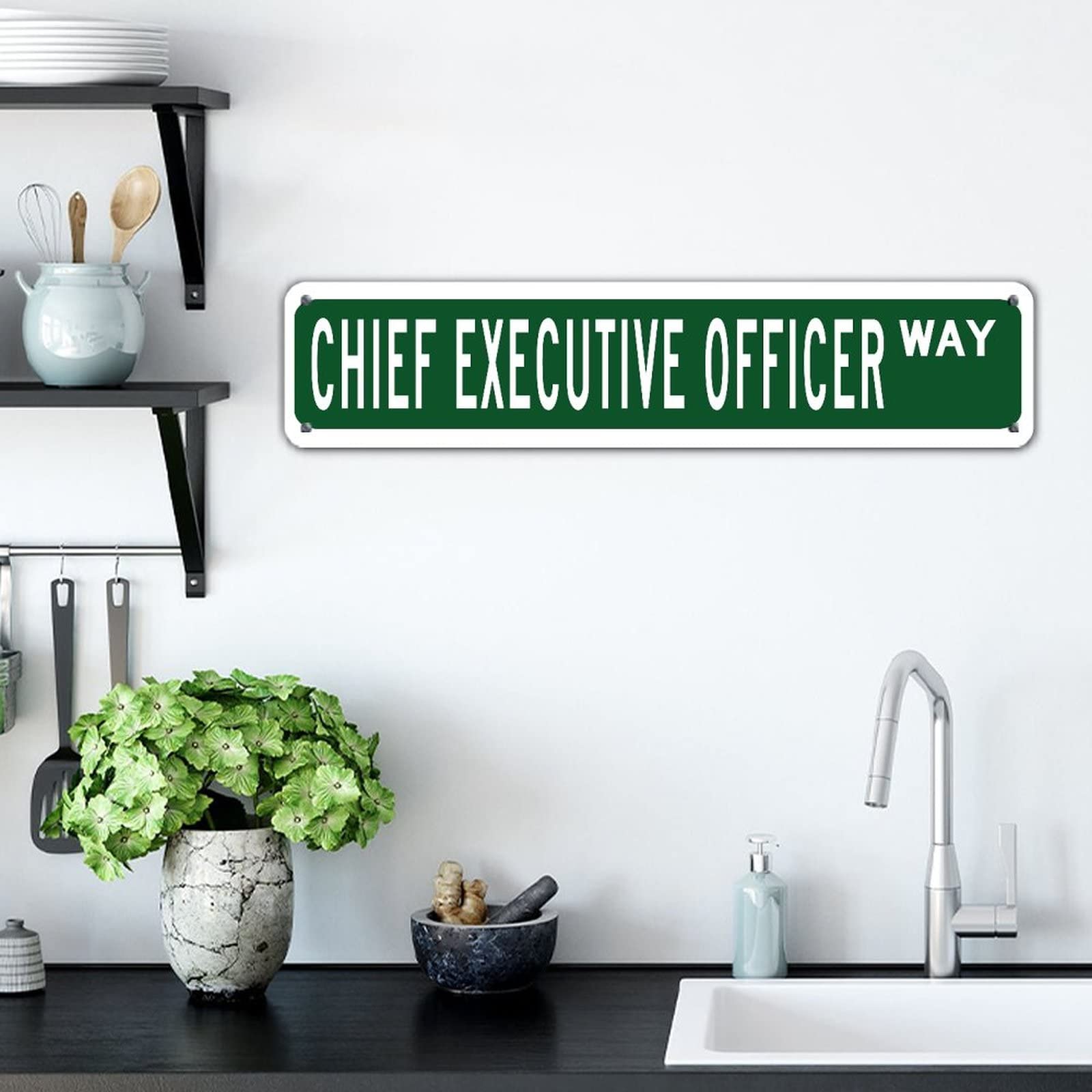 Funny Green Chief Executive Officer Office Career Sign - Custom UV Printed Aluminum Street, Garden, Yard Decor - Fade Resistant for Office, Bedroom, Bathroom, Garage & Wedding - 4x18 Inches - Perfect for Home, Office & Outdoor Spaces