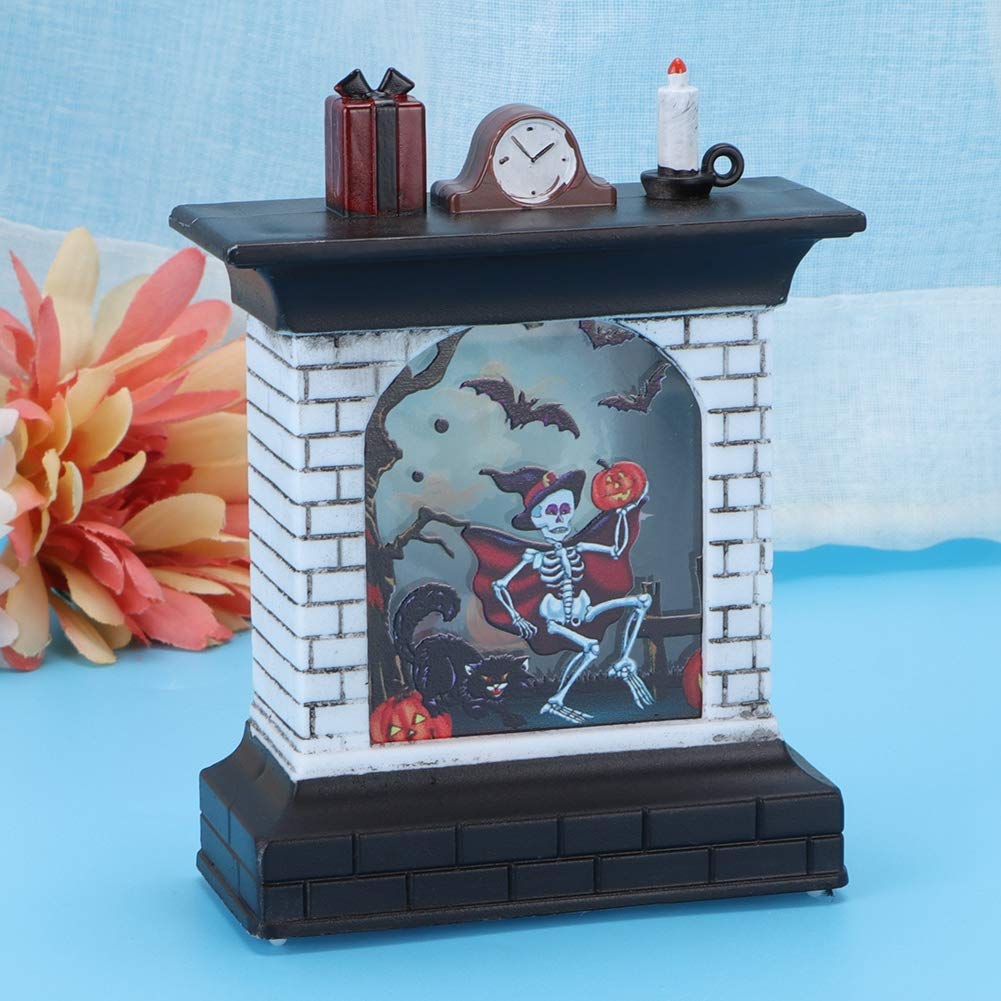 Shanbor Halloween Themed LED Fireplace Night Light with On/Off Switch - Perfect for Christmas Parties, Costume Events & Spooky Decor (Skeleton Design)