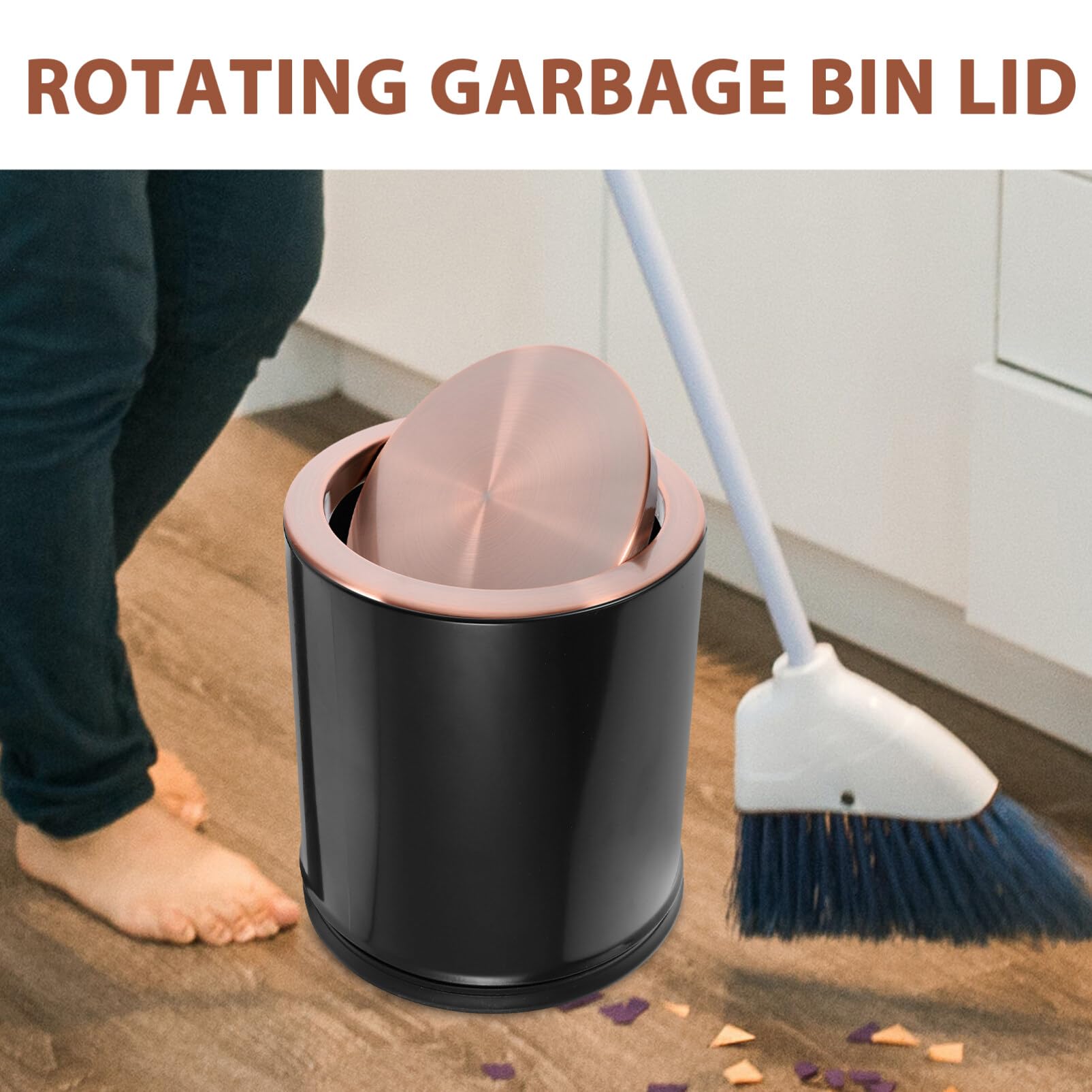 Stainless Steel Recessed Trash Can Lid - Round Countertop Garbage Cover for Bathroom & Kitchen Sink (Perfect for Modern Home, Office, and Commercial Spaces)