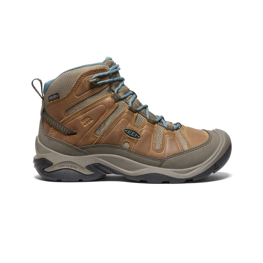 Waterproof Women's Circadia Boots in Toasted Coconut & North Atlantic - Perfect for Hiking, Rainy Days & Outdoor Adventures