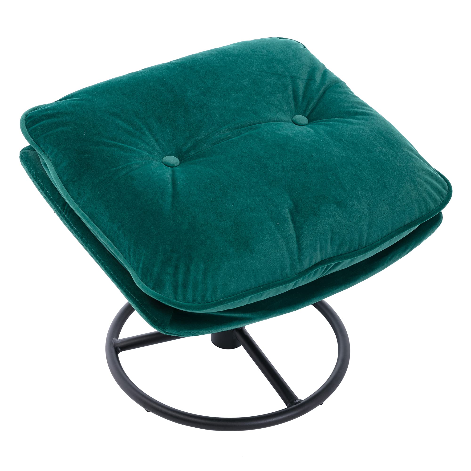 Velvet Swivel Accent Chair with Ottoman - Modern Lounge Chair with Footrest, Comfortable TV Chair with Sturdy Metal Base for Bedroom, Living Room & Home Office (Green) - Perfect for Relaxing, Reading & Entertaining Guests