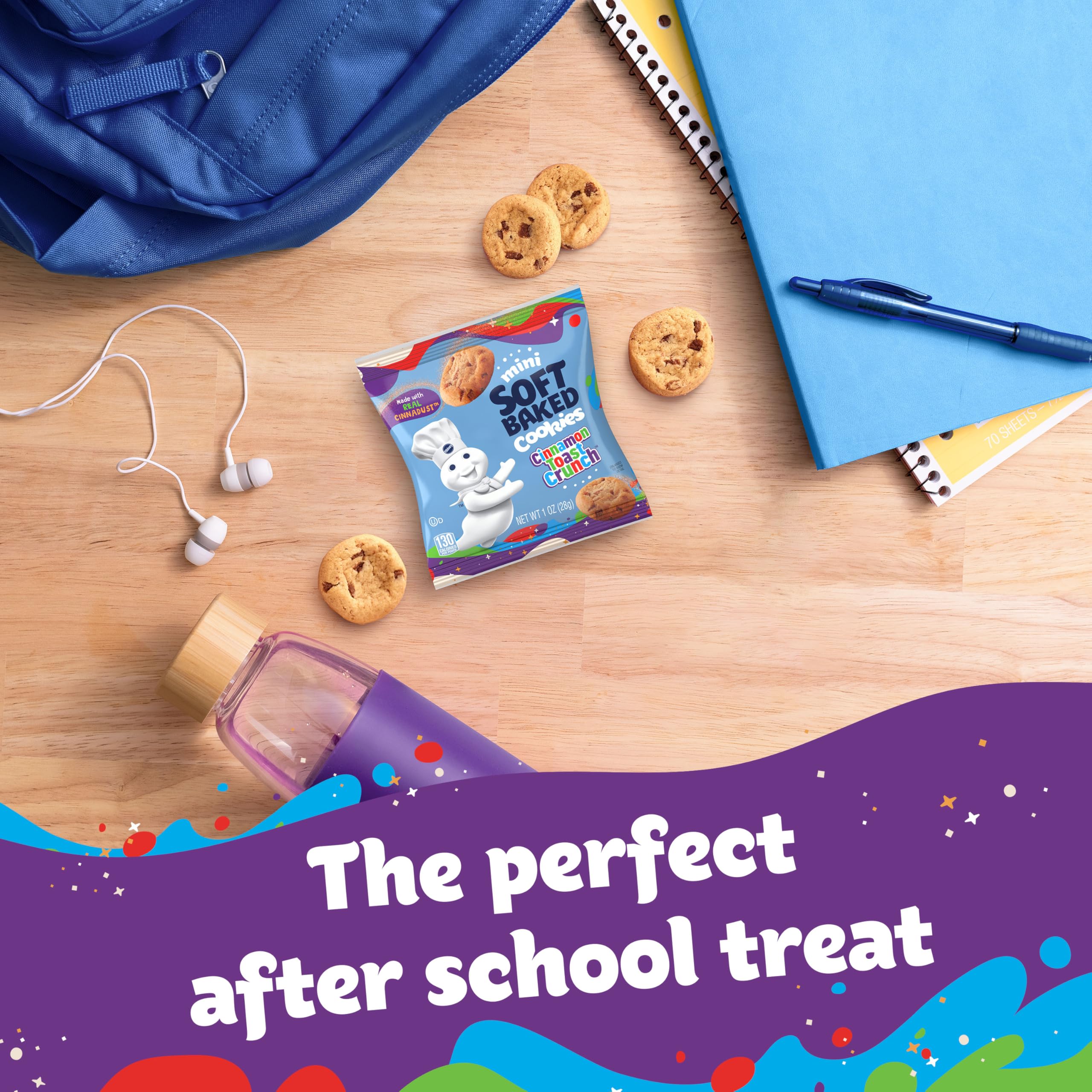 Pillsbury Mini Soft Baked Cinnamon Toast Crunch Cookies with CINNADUST - 10 Count Snack Bags for School Lunches, Office Snacks & On-the-Go Treats