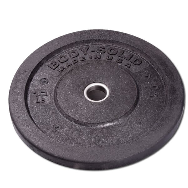 Body Solid USA Premium Bumper Plates OBPH - Olympic Weight Plates for CrossFit, Powerlifting & Home Gym Workouts - Durable Rubber Coated Weight Plates for Drop Protection & Noise Reduction