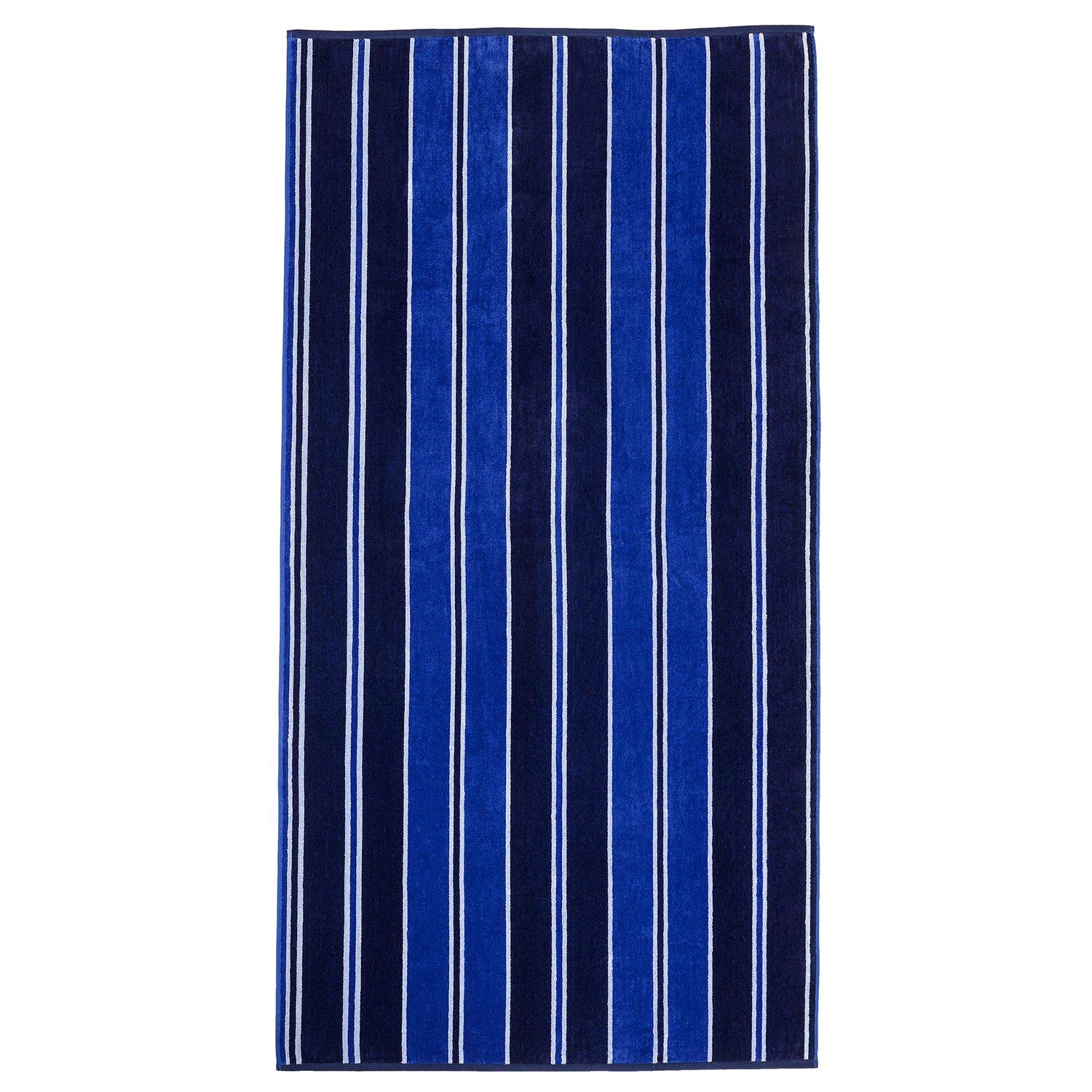 GoLinens Oversized Jacquard Long Staple Cotton Beach Towel - Aqua Stripe Design | Ultra Soft & Absorbent | Perfect for Pool, Beach, Vacation & Spa Use