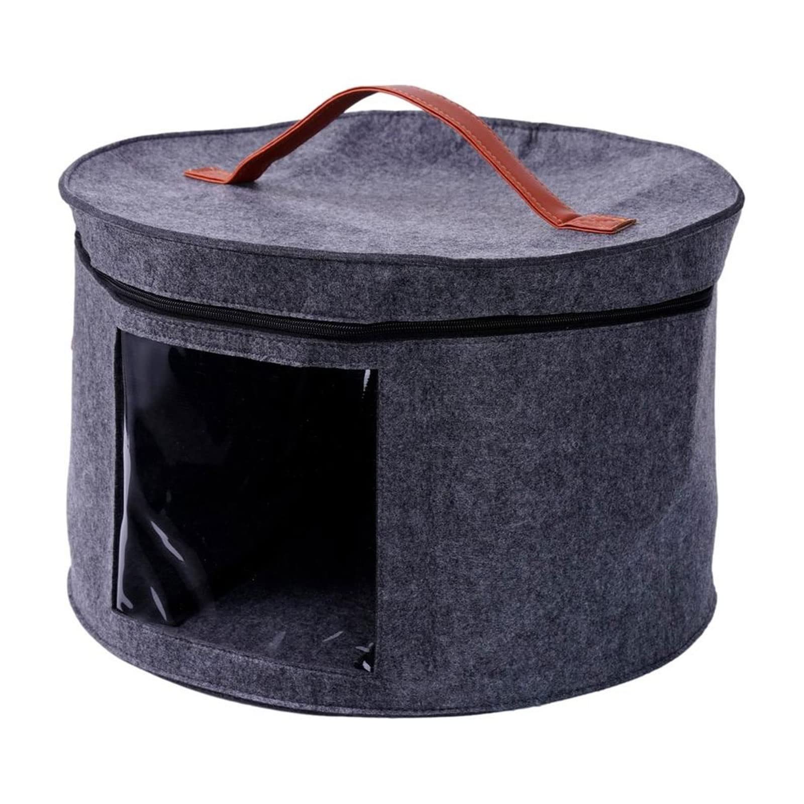 DIWANG Foldable Round Hat Box Organizer with Dustproof Lid - Large Travel Hat Storage Bag for Men & Women (Grey) | Perfect for Travel, Home Closet, and Hat Collection Organization