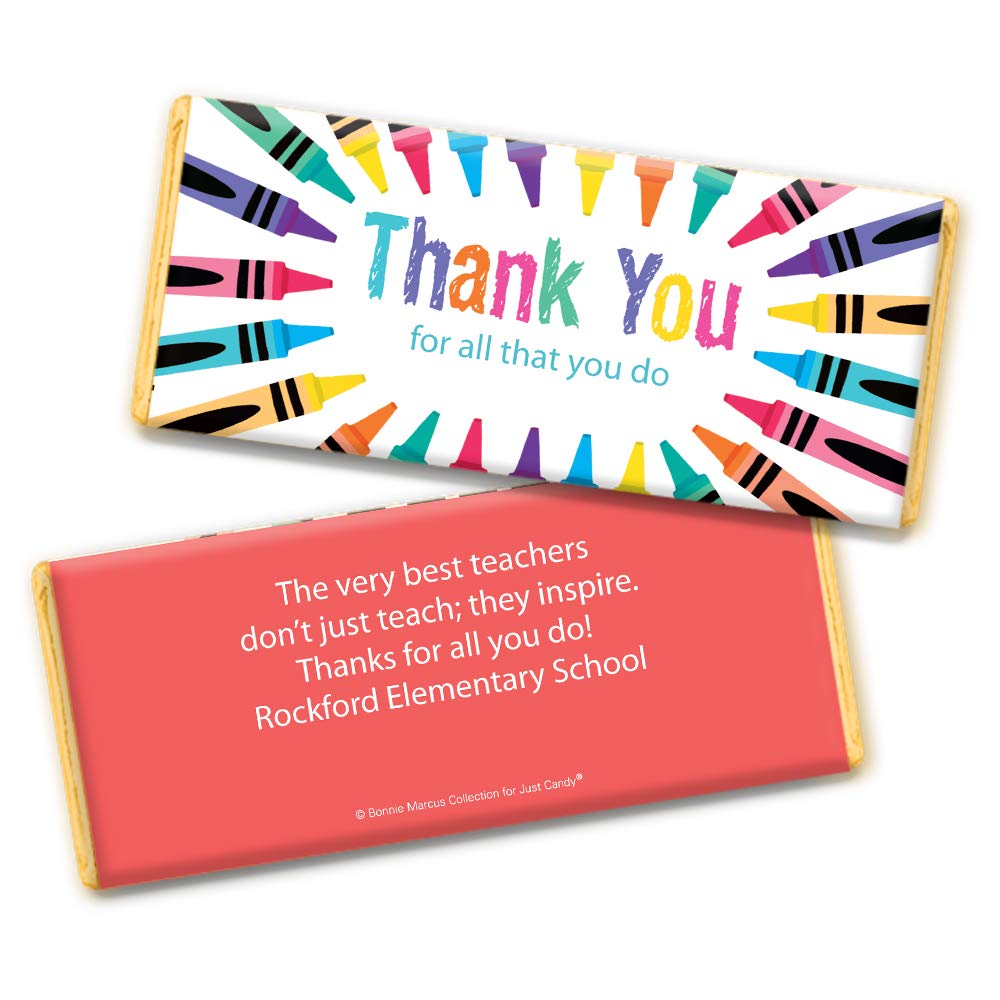 Custom Personalized Chocolate Bars for Teacher Appreciation Gifts - Bulk 36 Bars - Classroom Treats, School Events & Thank You Gifts