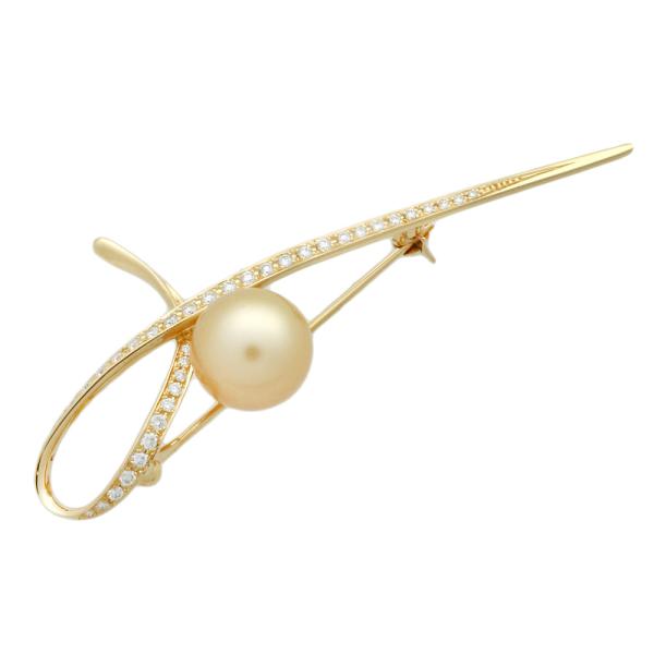 18K Gold South Sea Pearl Brooch - Vintage Luxury Jewelry for Women, Elegant Pearl Pin for Dresses, Suits & Special Occasions