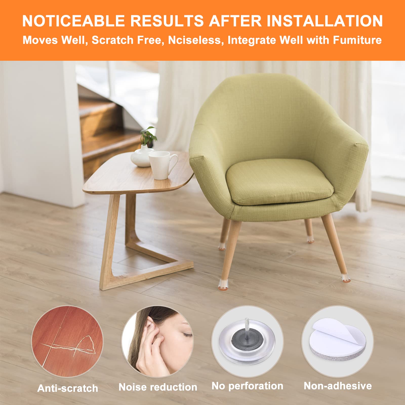20 Pack Transparent Silicone Chair Leg Floor Protectors - Thickened Furniture Felt Pads for Tables & Chairs - Reduce Noise, Prevent Scratches & Easy Gliding - Perfect for Hardwood Floors, Tile & Office Furniture