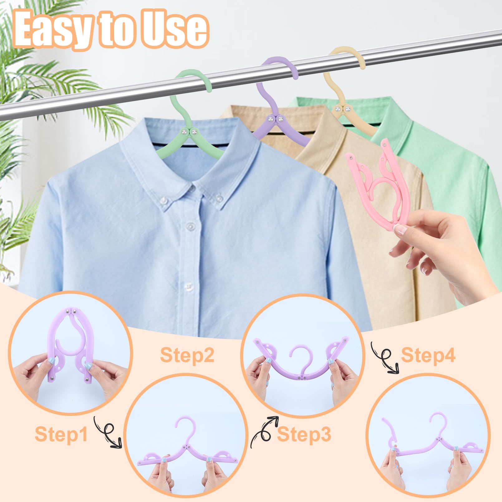 40 Pack Foldable Travel Hangers - Space Saving Clothes Hangers for Suitcase, Hotel & Home Organization (10 Color Options) - Perfect for Vacation Packing, Business Trips & Closet Storage
