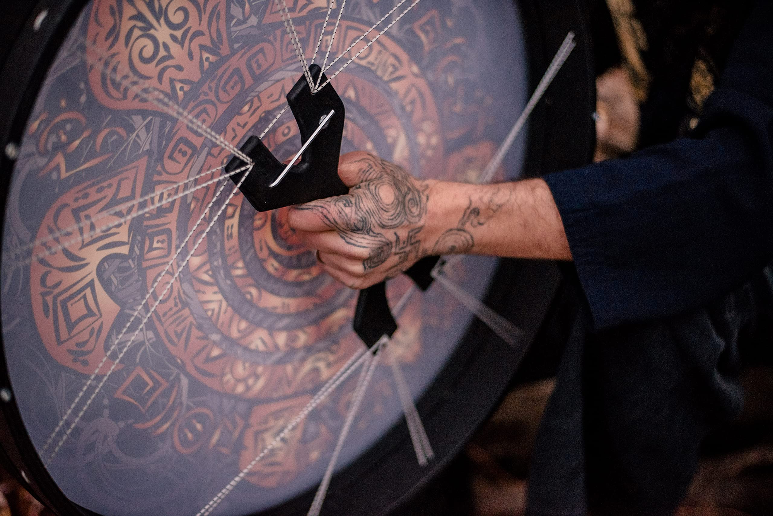 Shaman Vegan Totem Turtle Drum - 24'' Native Frame Drum with Deep Bass Sound & Tunable Membrane | Sound Healing Tool & Light Hand Drum for Meditation, Yoga, and Spiritual Ceremonies