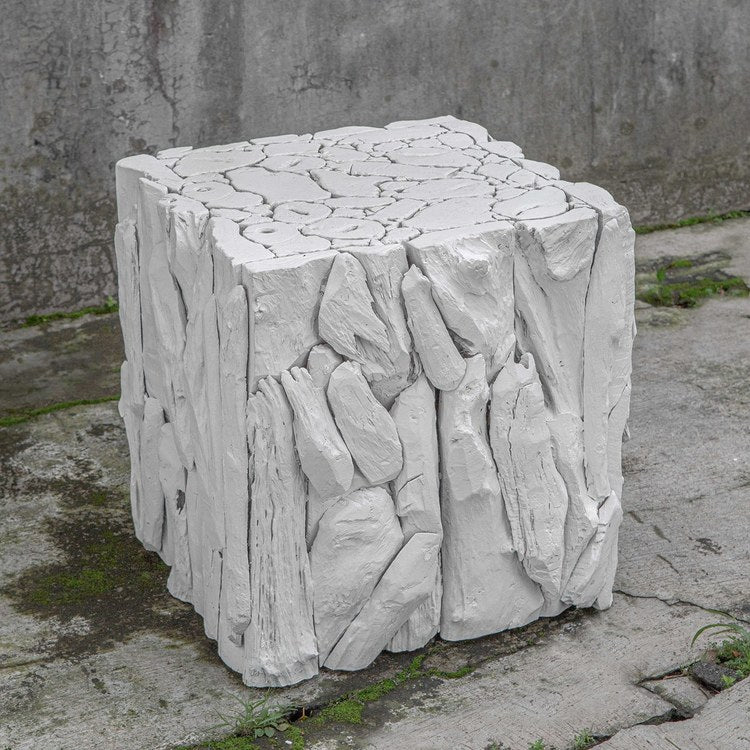 Natural Teak Root Accent Table - 17 x 19 Inch White Wooden Side Table | Perfect for Living Room, Bedroom, or Office Decor