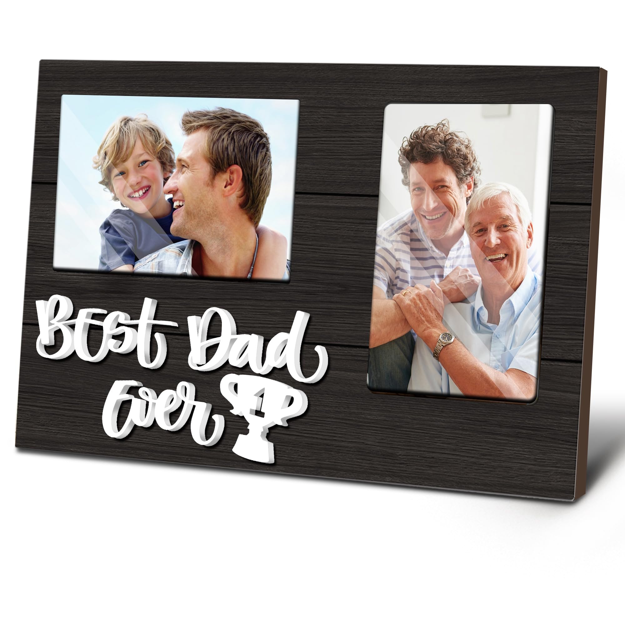 Best Dad Ever 3D Picture Frame - Holds 2 4x6 Photos | Unique Father's Day Gift from Son | Perfect for Home, Office Desk & Special Occasions
