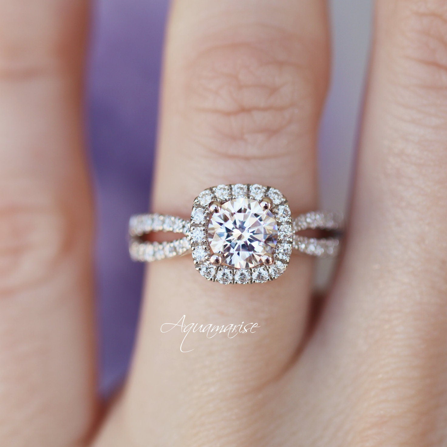 1.5 Carat Halo Moissanite Engagement Ring for Women - 14K White Gold Wedding Band, Anniversary Gift, Proposal Jewelry - Perfect for Bridal, Valentine's Day & Special Occasions