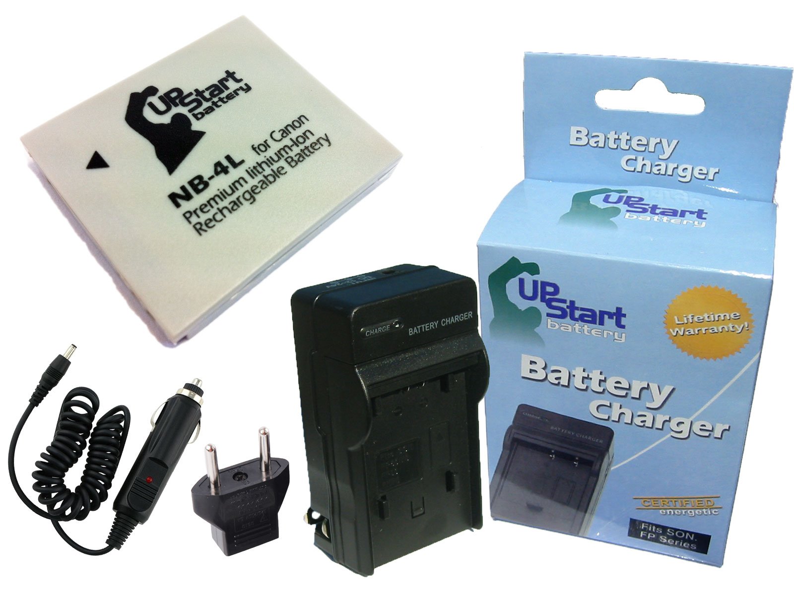Canon NB-4L Battery and Charger Set - 890mAh 3.7V Li-ion Replacement for Canon IXY 410F Digital Camera with Car Plug & EU Adapter - Perfect for Travel Photography and Outdoor Shooting