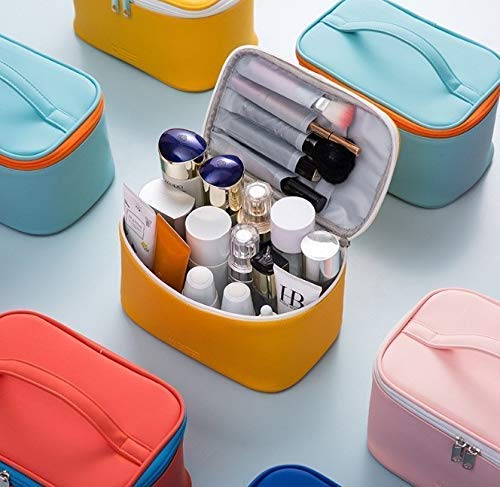 Bilvana Faux Leather Makeup Bag for Women - Waterproof & Washable Travel Cosmetic Organizer with Zipper - Perfect Gift for Girls, Women - Ideal for Travel, Gym, Work & Daily Use