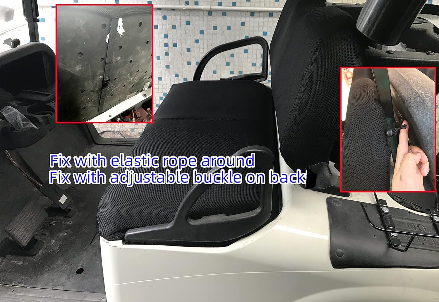 Breathable Washable Golf Cart Seat Covers for EZGO TXT RXV & Club Car DS 4 Passenger Models - Front & Rear Air Mesh Polyester Fabric - Perfect for Golf Courses, Resorts & Outdoor Adventures