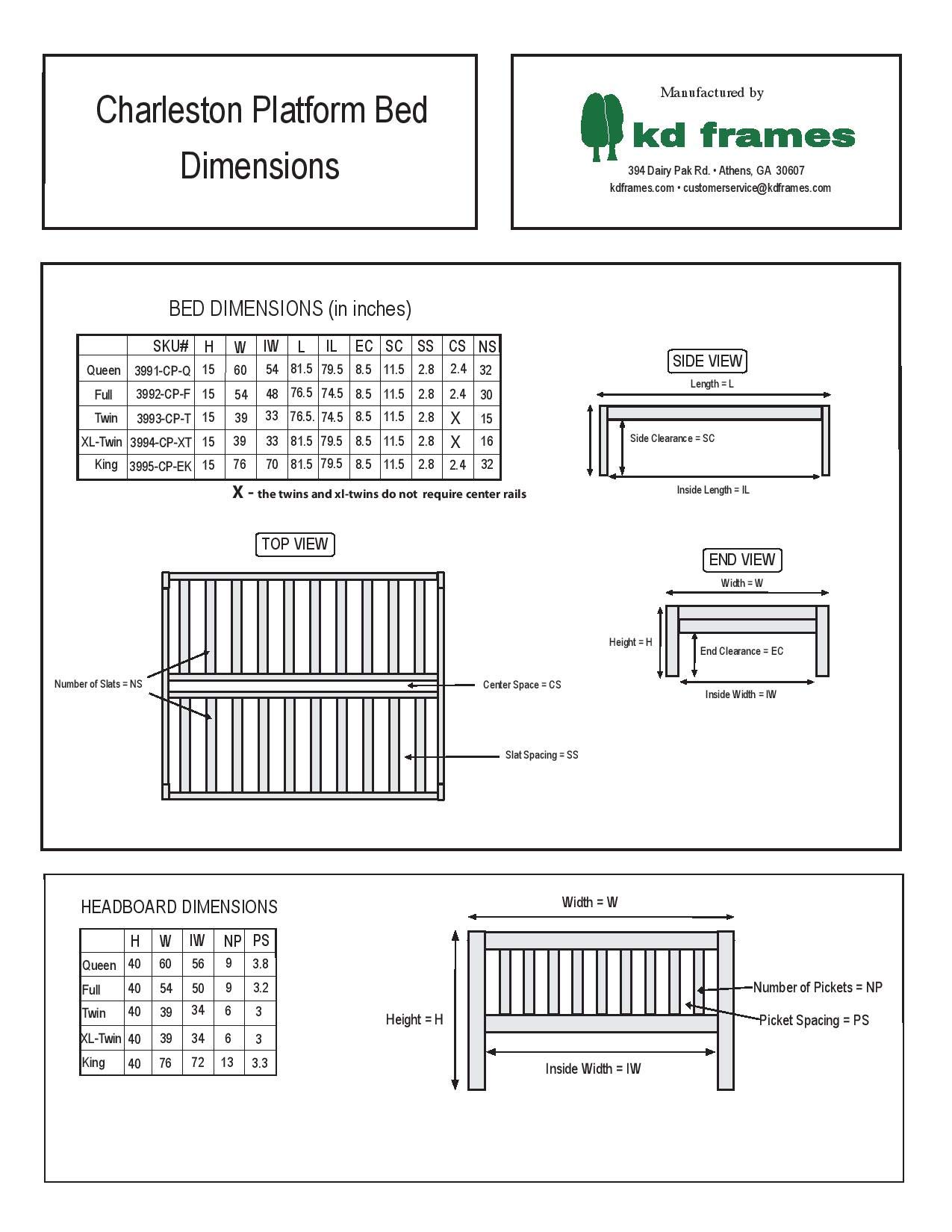 KD Frames Charleston Solid Wood Queen Platform Bed Frame - Unfinished Natural Wood Minimalist Bed with Slatted Headboard - No Box Spring Needed, Easy Assembly - Perfect for Modern Bedrooms, Guest Rooms & Small Spaces