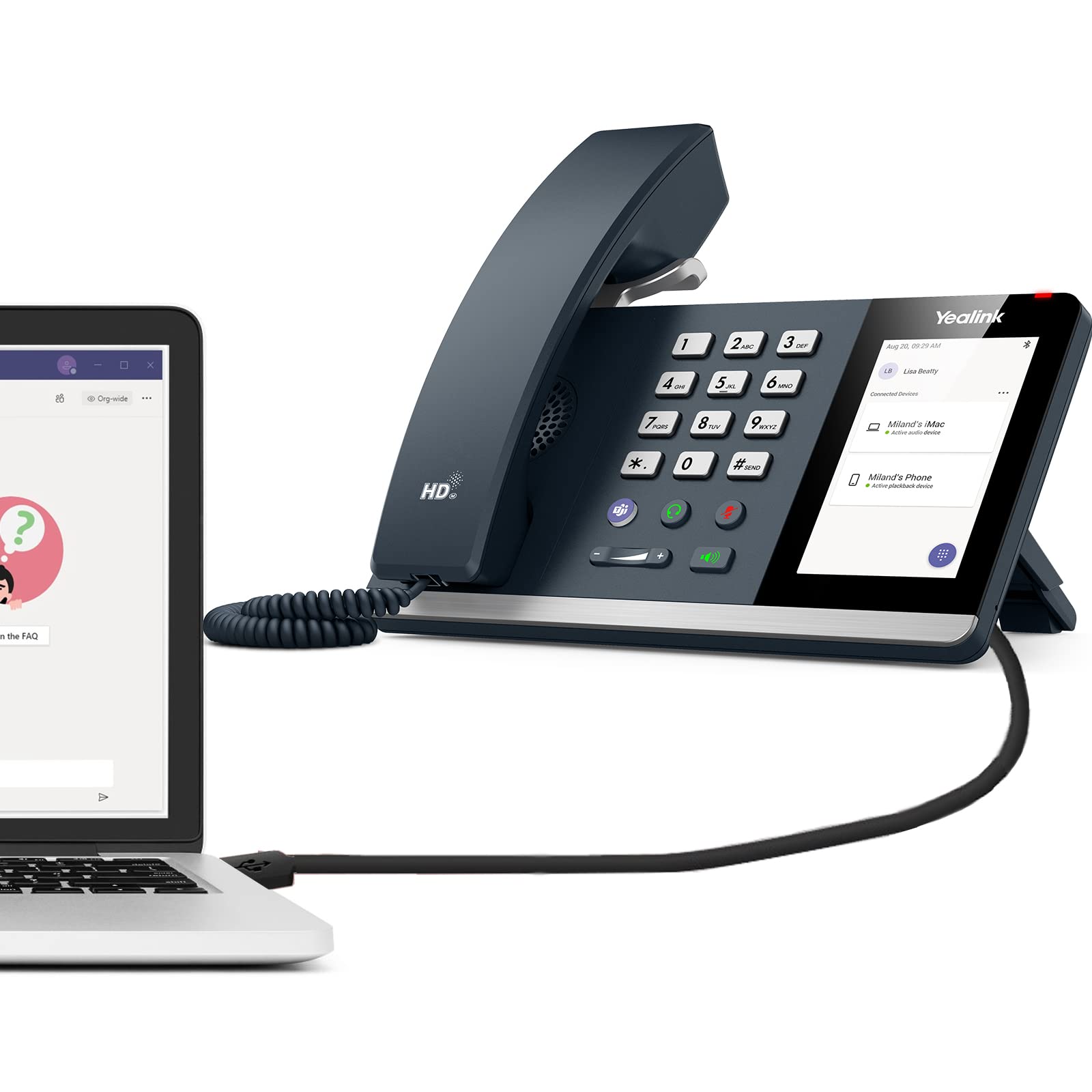 Yealink MP50 USB Phone Handset - Microsoft Teams & Skype for Business Certified, Bluetooth Desktop Phone for PC - Convert Mobile to Office Phone (No SIP/VoIP Registration) - Ideal for Remote Work, Call Centers & Home Office Setup