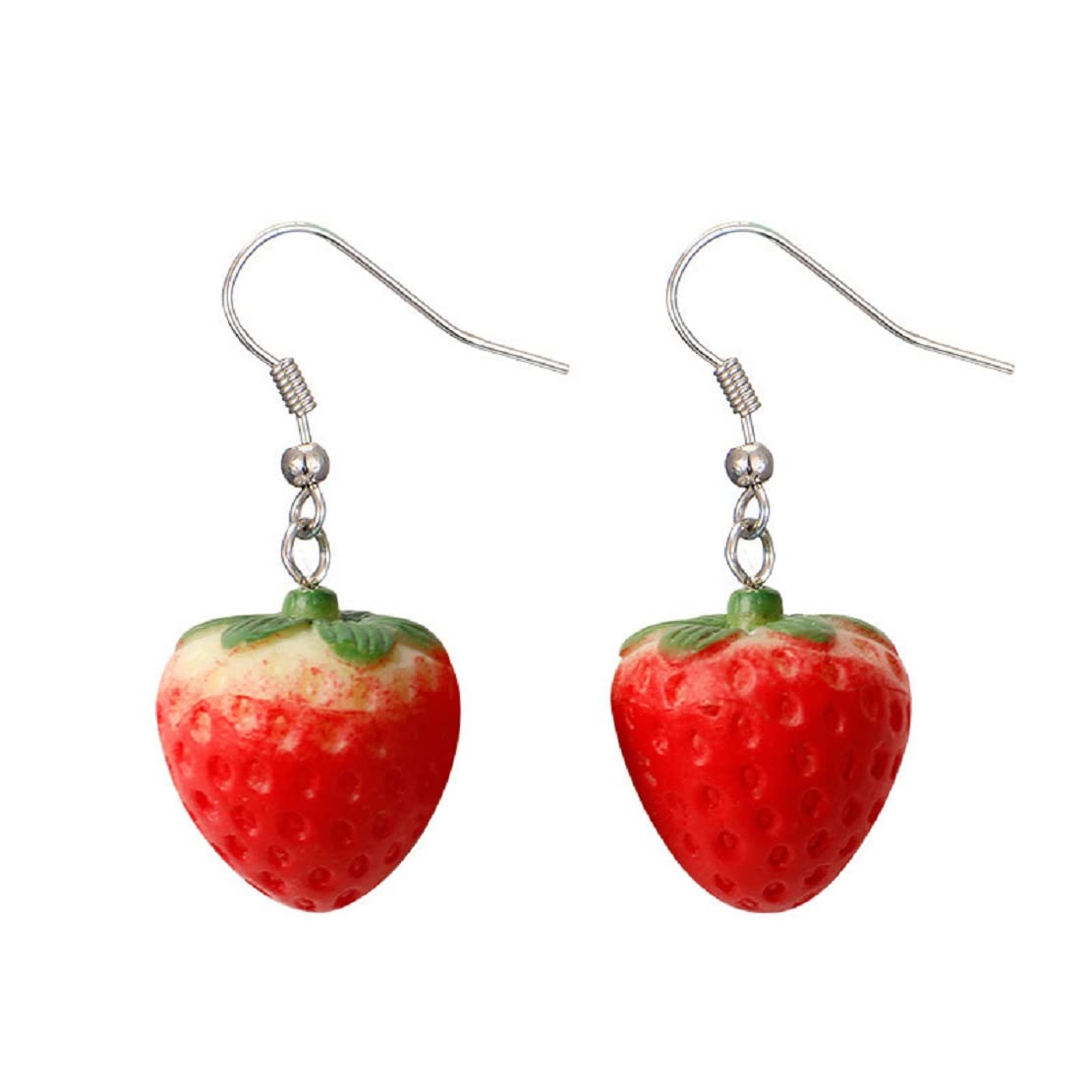 Cute 3D Strawberry Acrylic Dangle Earrings for Women - Hypoallergenic Sterling Silver Drop Earrings, No Gemstone - Perfect for Summer Outfits, Parties & Casual Wear