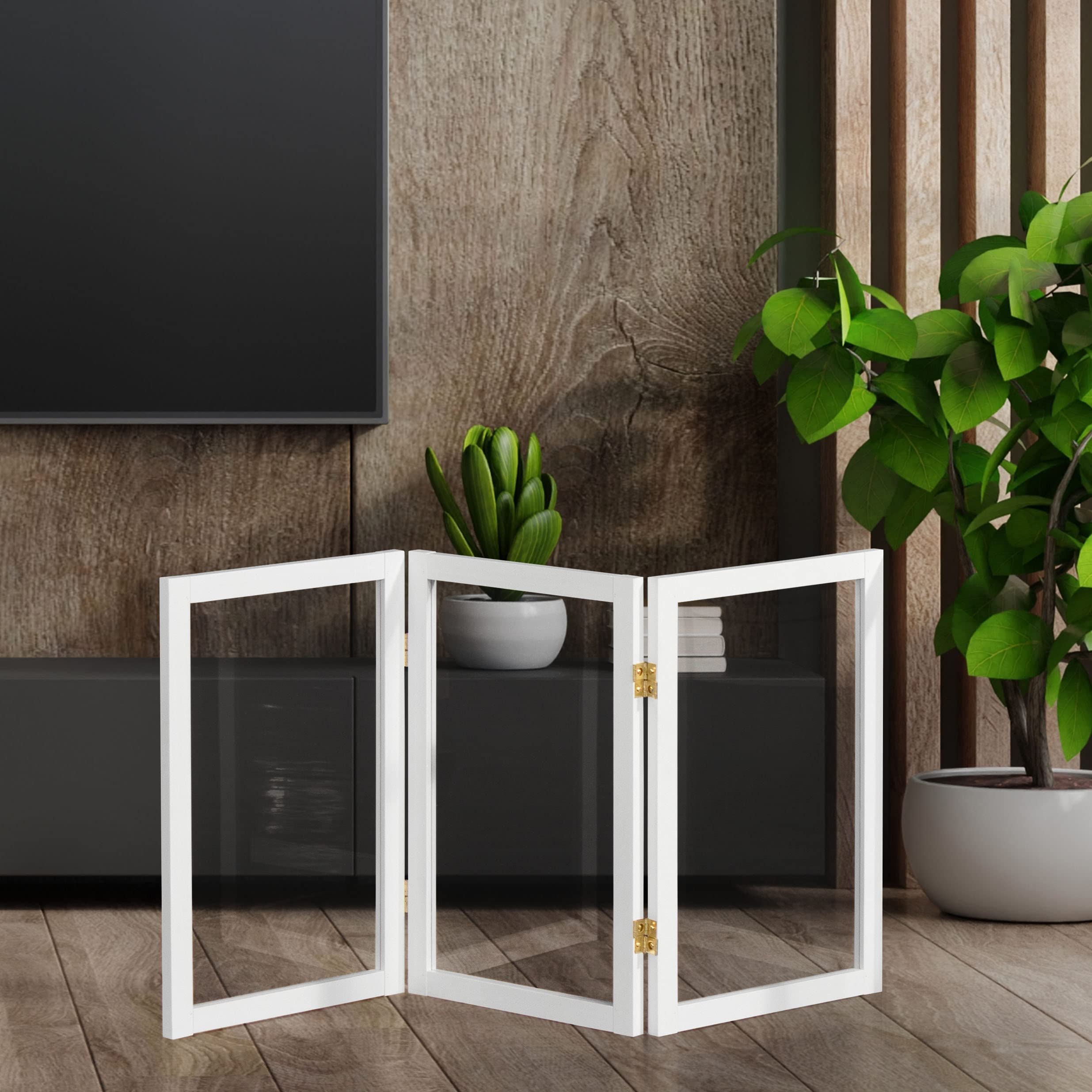 2 ft. Short Clear Plastic Partition White 3 Panel - Office Desk Divider, Social Distancing Screen for Restaurants, Schools & Workstations