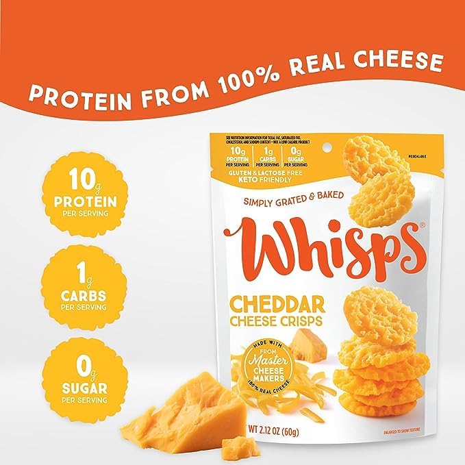 Whisps Cheese Crisps Variety Pack - High Protein, Low Carb, Keto, Gluten Free Snacks | Parmesan, Asiago & Cheddar Flavored Protein Chips (3 Pack, 2.12 Oz Each) | Perfect for Keto Diet, Weight Loss & Healthy On-the-Go Snacking
