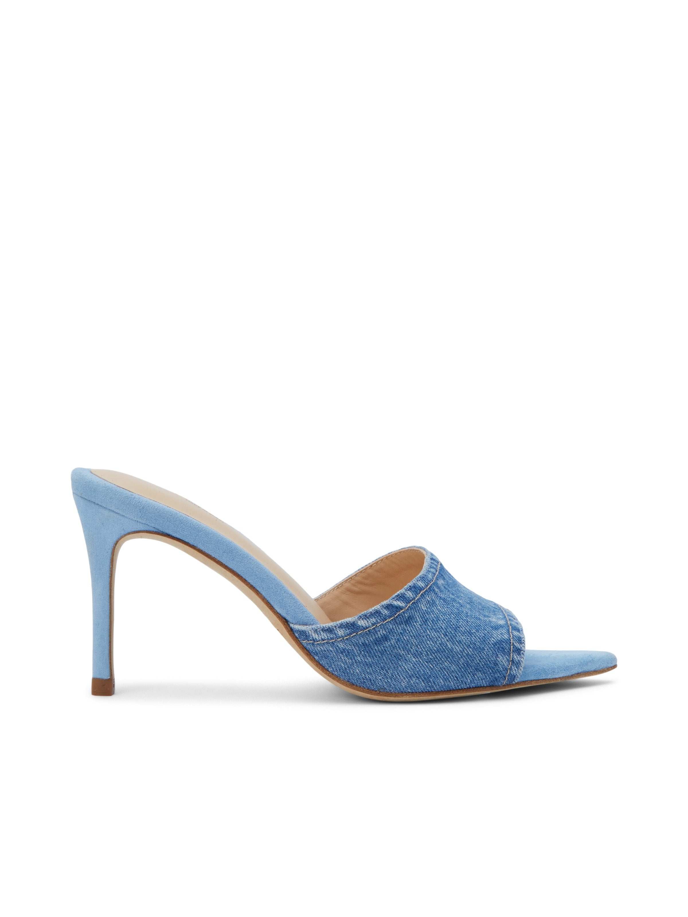 Lolita Denim Open Toe Mule Shoes - Women's Fashion Slip-On Sandals for Casual Outfits & Summer Wear