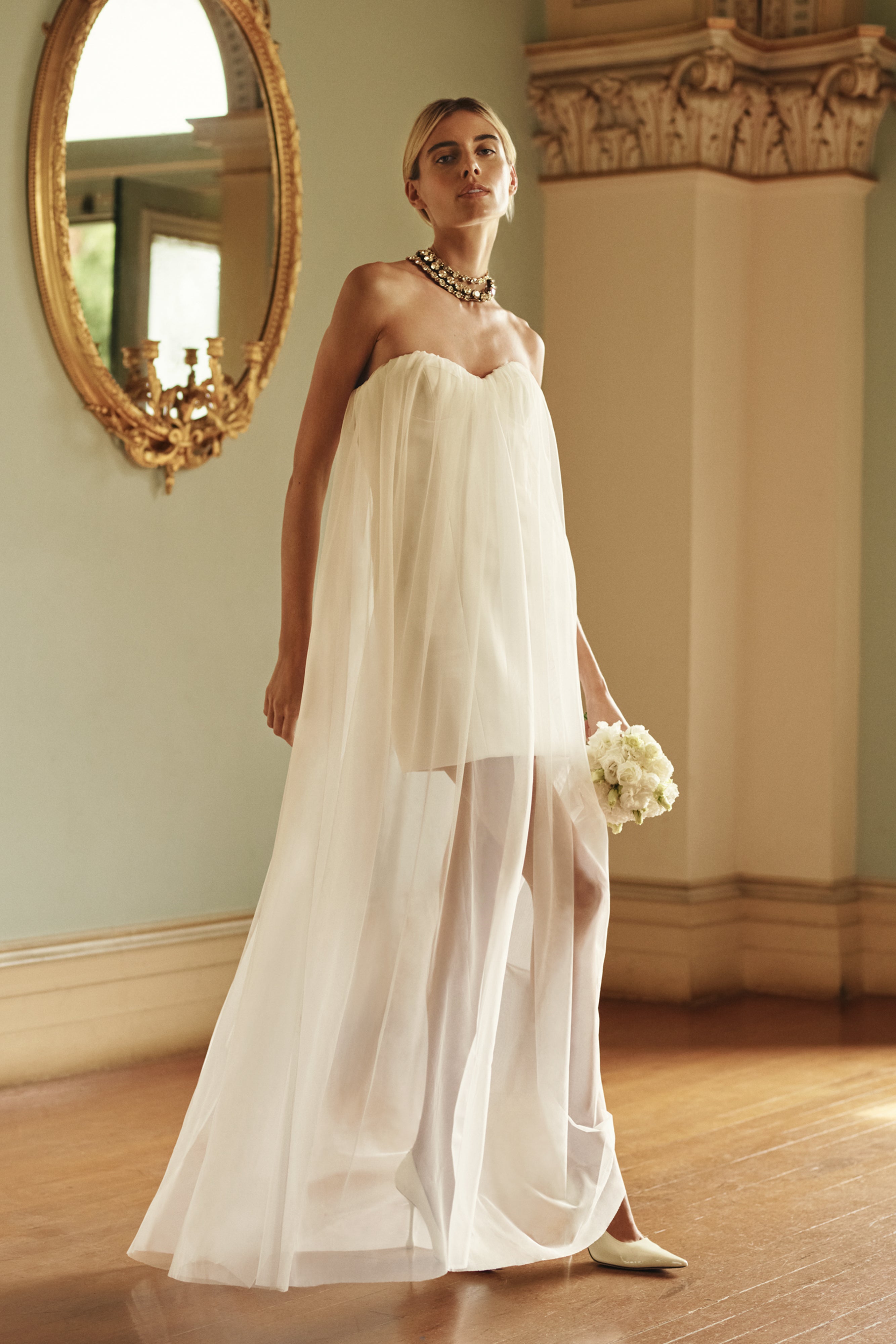 Bettany Chiffon Strapless Maxi Dress - Elegant White Summer Beach Wedding Party Gown for Women
