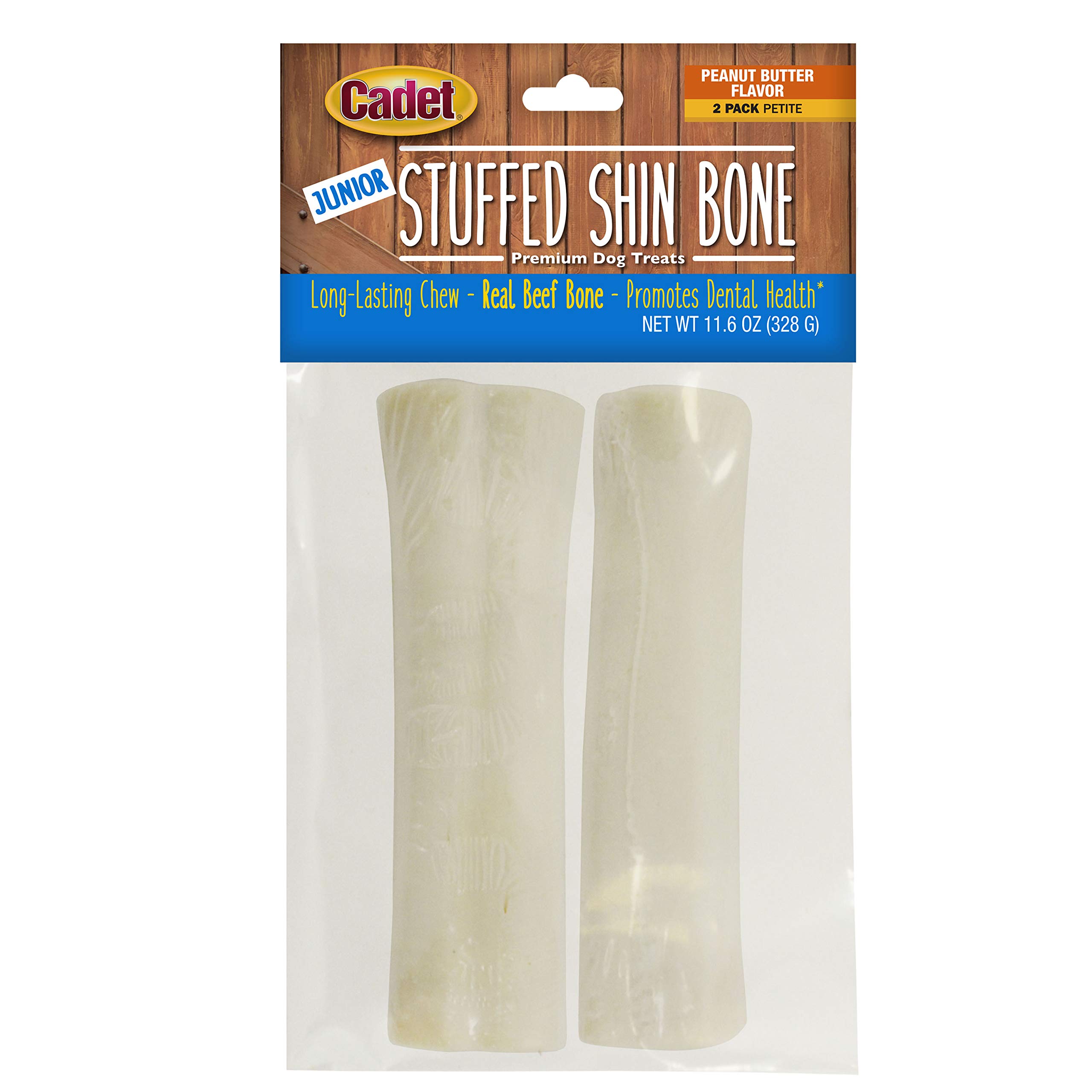 **Premium Cadet Junior Stuffed Shin Bones for Dogs – High Protein, Long-Lasting Chew Toy for Aggressive Chewers – Supports Dental Health – Peanut Butter Flavor (2 Count) – Perfect for Training, Teething & Playtime**