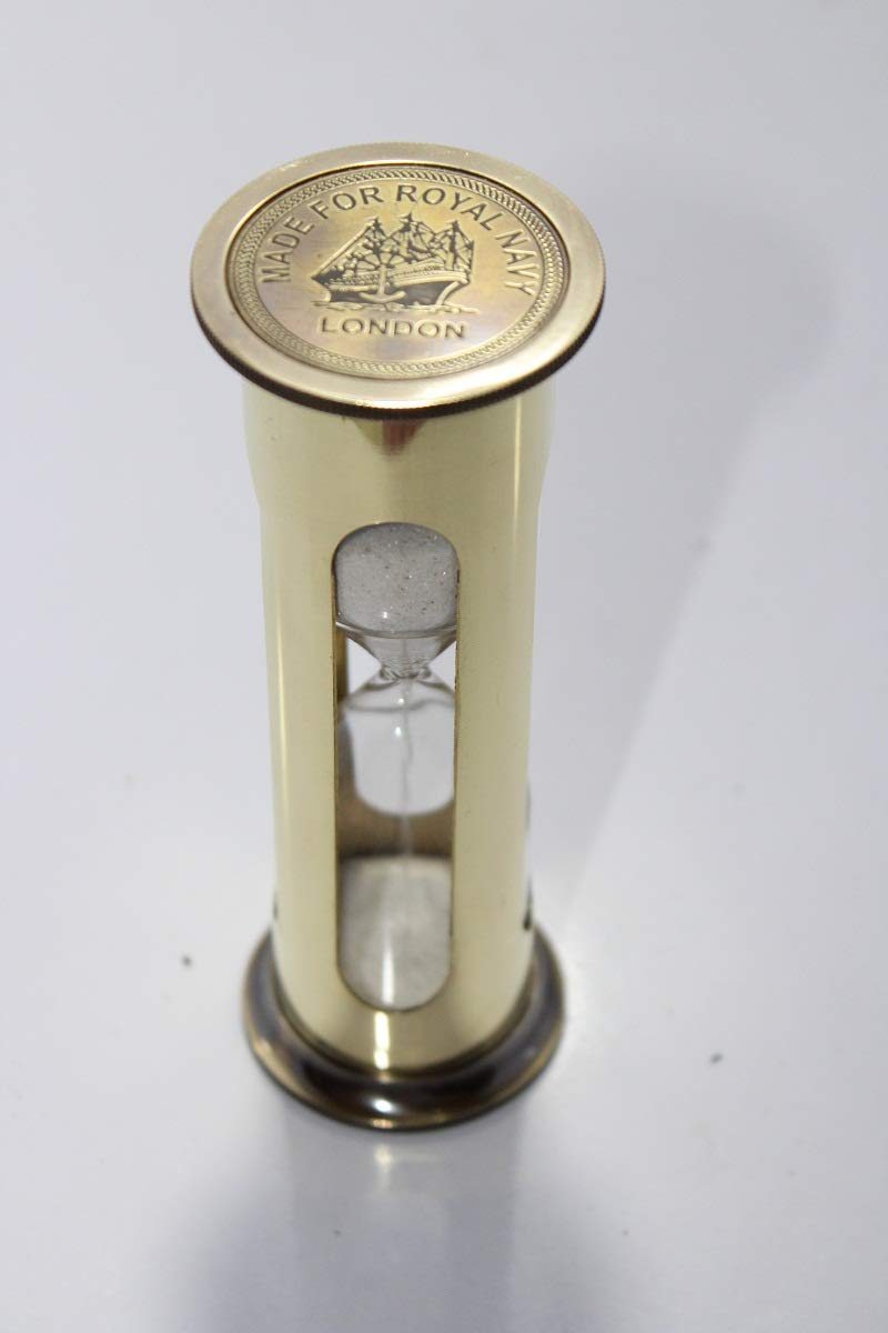 Vintage Mini Table Sand Timer - Nautical Brass 3-Minute Hourglass, Antique Maritime Desk Decor for Office & Home | Perfect for Meditation, Board Games, and Productivity Time Management
