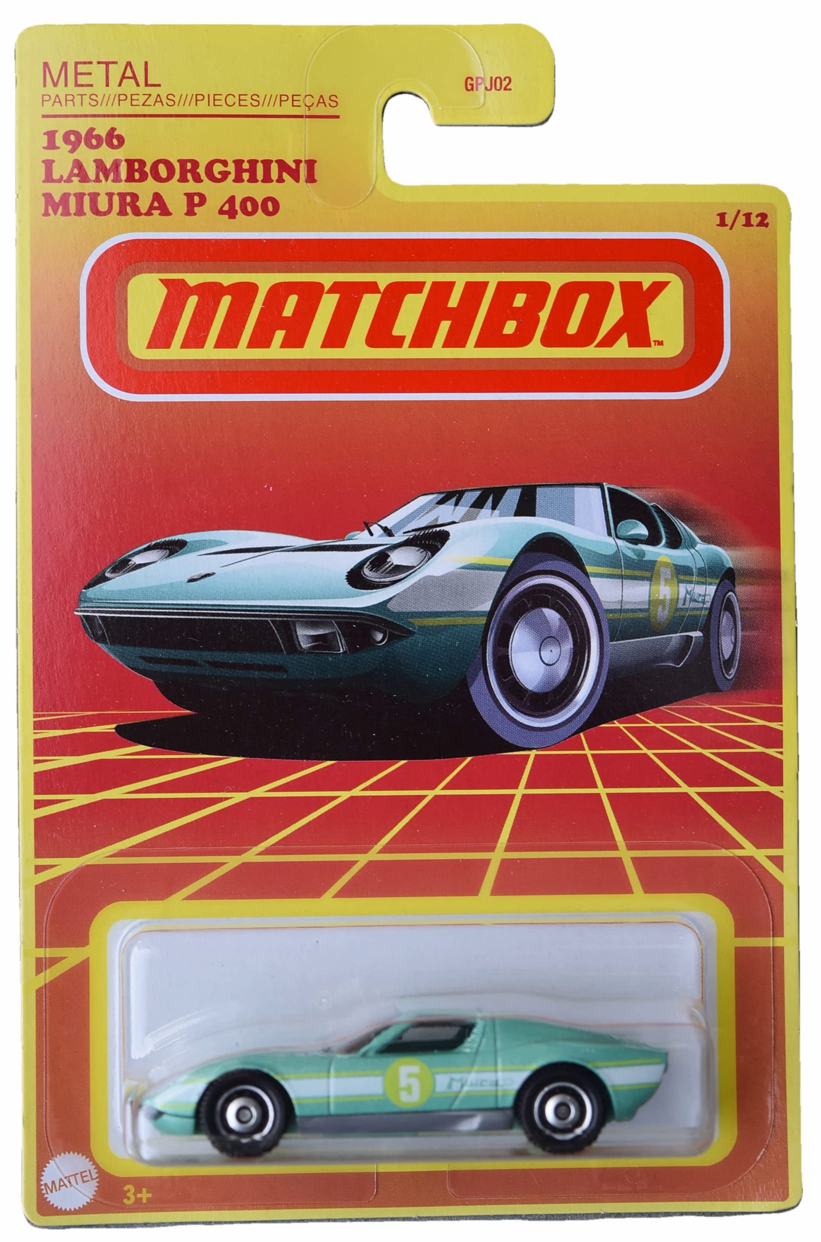 Hot Wheels Matchbox 1966 Lamborghini Miura P 400 Die-Cast Toy Car - 1:64 Scale Collectible Model Vehicle for Kids & Adults - Perfect for Display, Play & Racing Scenes