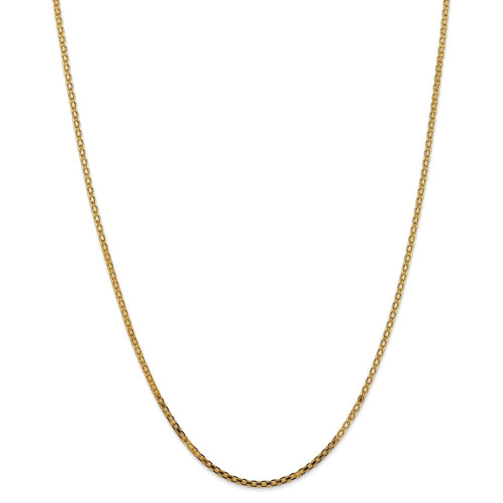 14k Yellow Gold 2mm Flat Bismark Chain Necklace for Women