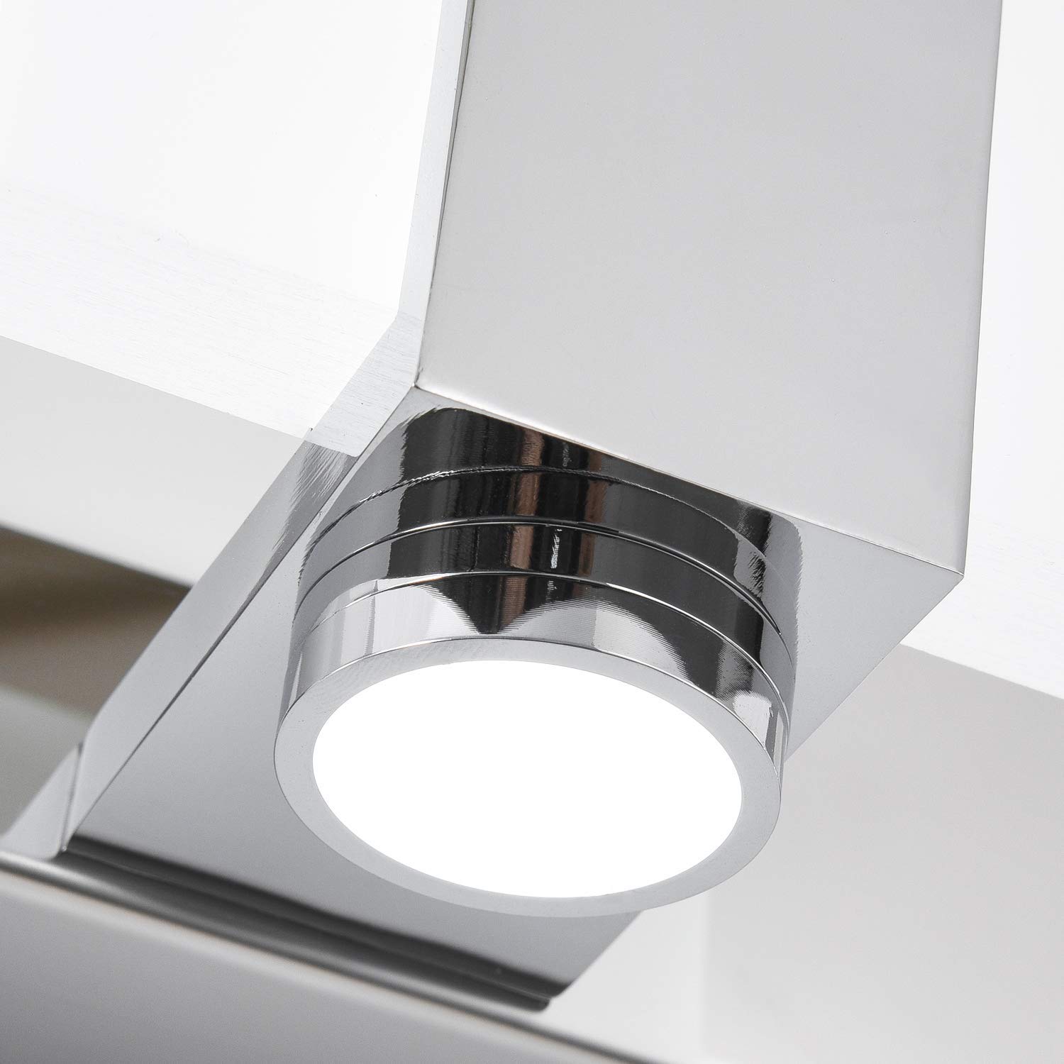 SOLFART Modern 4-Light LED Vanity Light Fixture - Dimmable Bathroom Lighting with Chrome Stainless Steel & Acrylic Shade - Perfect for Bathroom Mirror, Makeup Area and Spa-Style Decor (Model 7249)