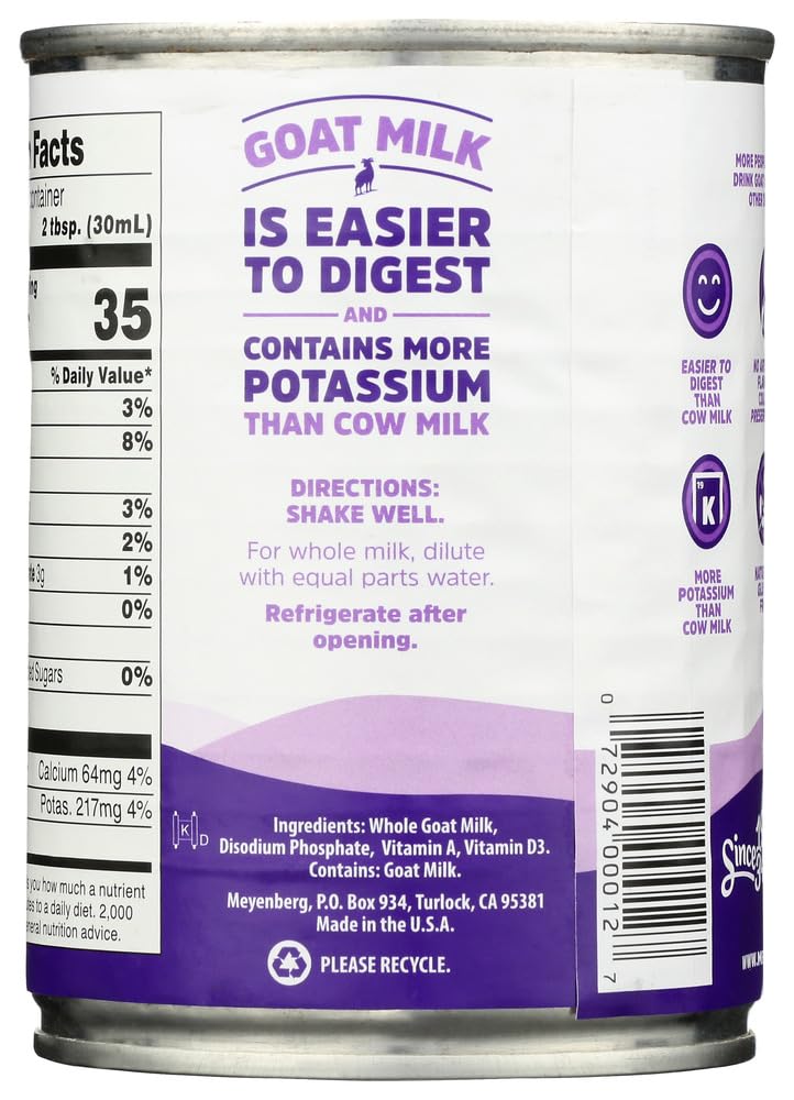 Buy Meyenberg Evaporated Goat Milk - 12Oz Cans (Pack of 36) | Shelf-Stable Dairy Alternative for Baking, Coffee & Cooking | Lactose-Free Milk Substitute