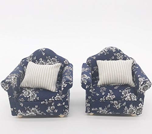 1:12 Scale Wooden Dollhouse Miniature Sofa Armchair with Pillow - Kids Play Toy, Dollhouse Furniture Decor for Girls & Boys - Perfect for Pretend Play, Room Decor & Collectibles