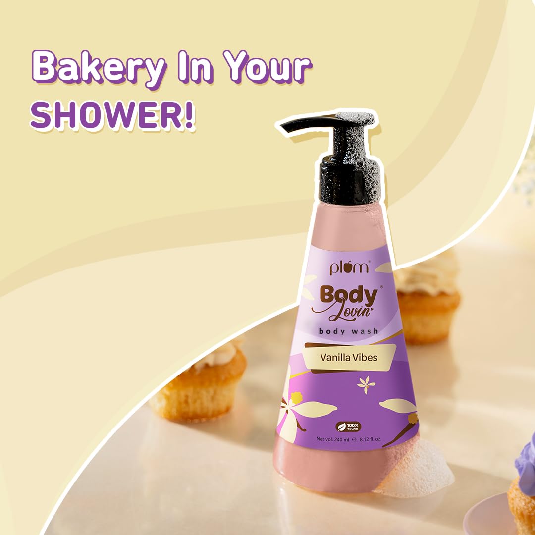 Plum Bodylovin' Vanilla Vibes Body Wash - SLS-Free Creamy Shower Gel for Women with Long-Lasting Fragrance | Aloe-Infused Nourishing Cleanser for Soft, Smooth Skin | Perfect for Daily Shower & Relaxing Bath - 8.1 fl oz (240ml)