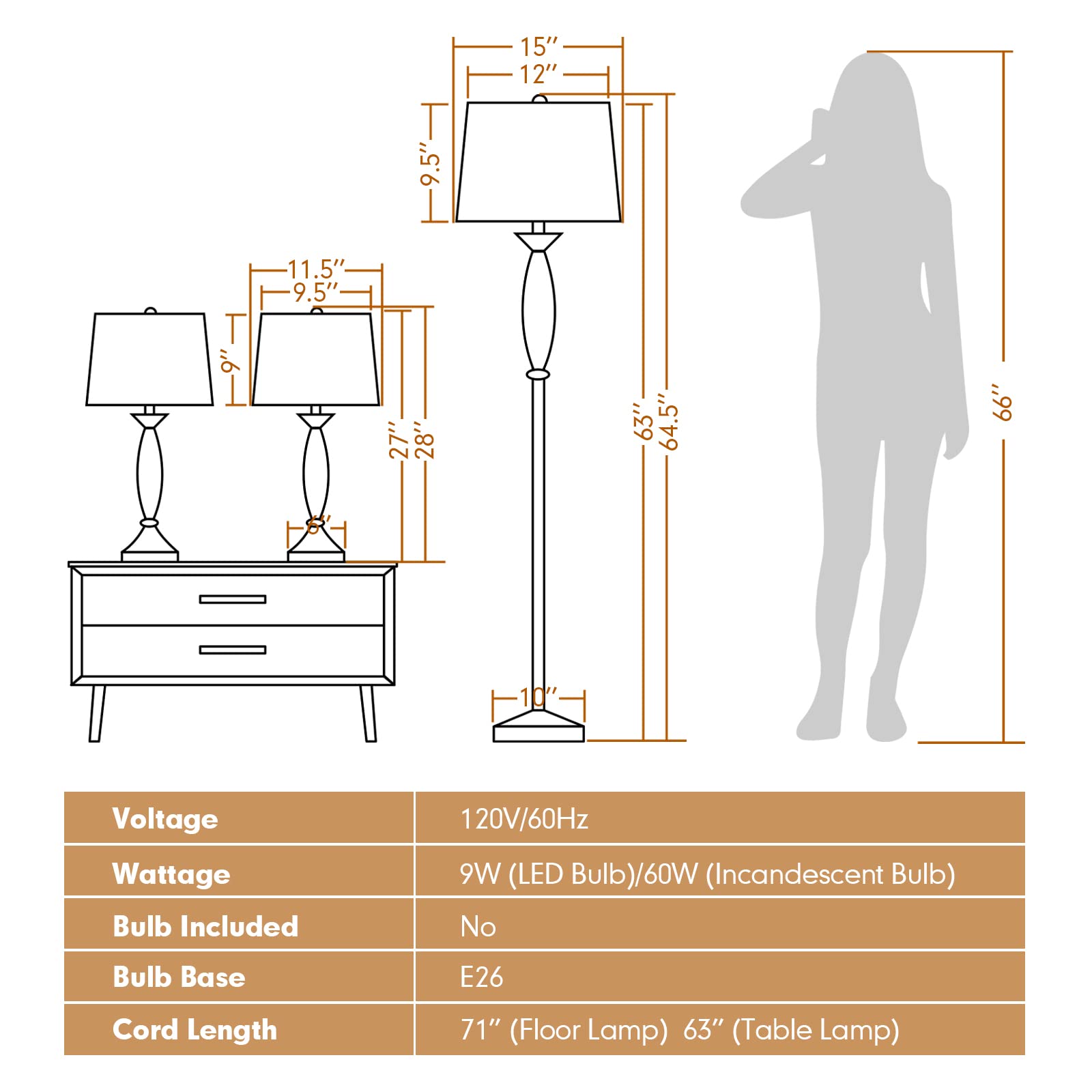 Tangkula 3-Piece Modern Lighting Set - 2 Table Lamps & 1 Floor Lamp with Weighted Base & Eye-Protecting Shade | E26 Bulb Compatible (Nickel Finish) | Perfect for Bedroom, Living Room, Study & Home Office Decor