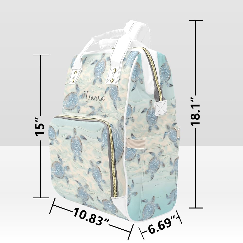 Waterproof Sea Turtle Diaper Backpack - Personalized Baby Bag for Moms, Nursing Tote with Name, Cute Nappy Organizer for Women | Perfect for Travel, Hospital Visits & Daily Baby Care Essentials