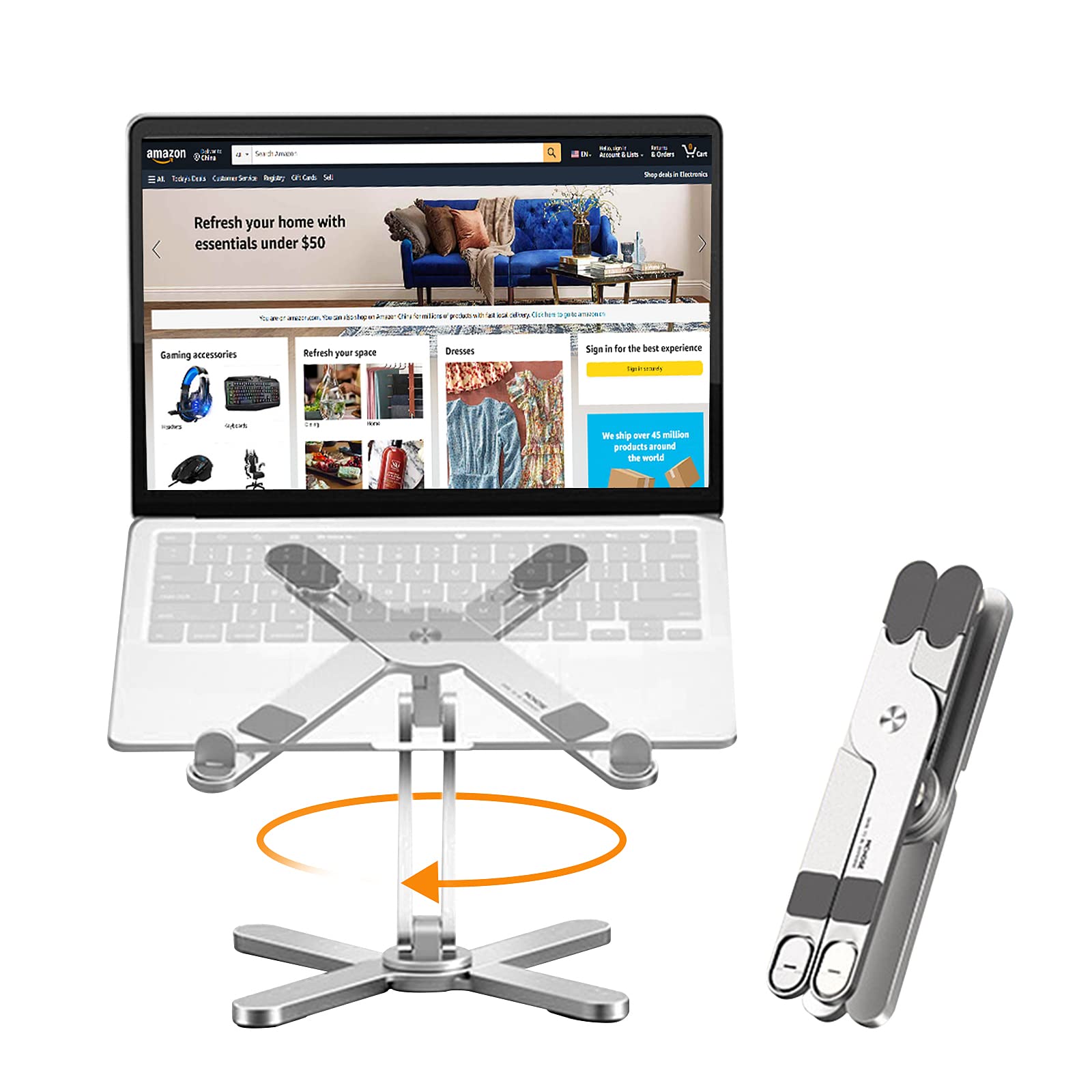 Moallia Ergonomic Laptop Stand with 360° Rotation - Adjustable Height Laptop Riser for MacBook & 16