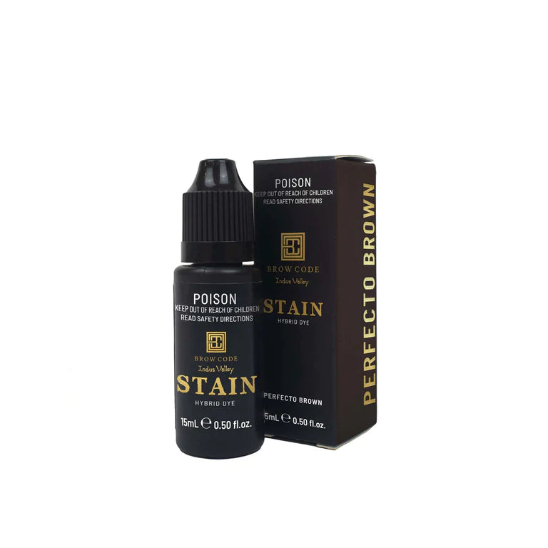 Brow Code Stain Hybrid Brow Dye 15ml - Perfecto Brown | Long-Lasting Eyebrow Tint for Natural-Looking Brows | Perfect for Daily Use & Special Occasions