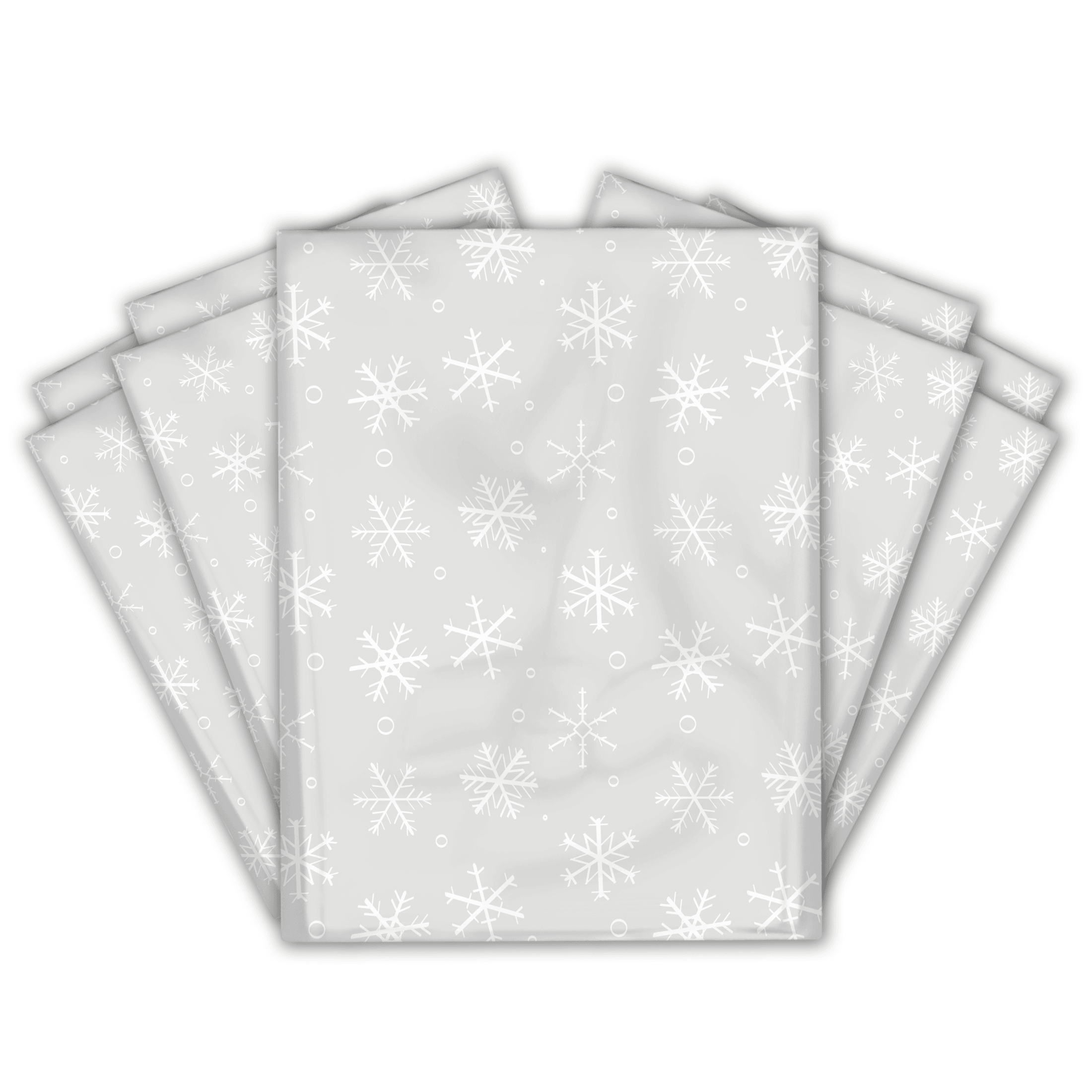 10x13 Inch Gray Winter Snowflakes Printed Poly Mailers - Waterproof Shipping Envelopes for Ecommerce | Perfect for Holiday Gifts, Christmas Packages & Online Store Deliveries