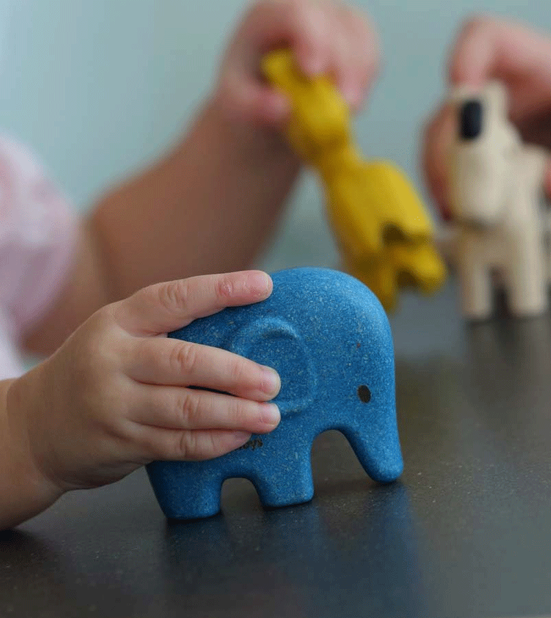 PlanToys Wooden Elephant Figurine - Eco-Friendly, Sustainable Toy for Kids & Collectors - Perfect for Playtime, Nursery Decor, and Educational Gifts