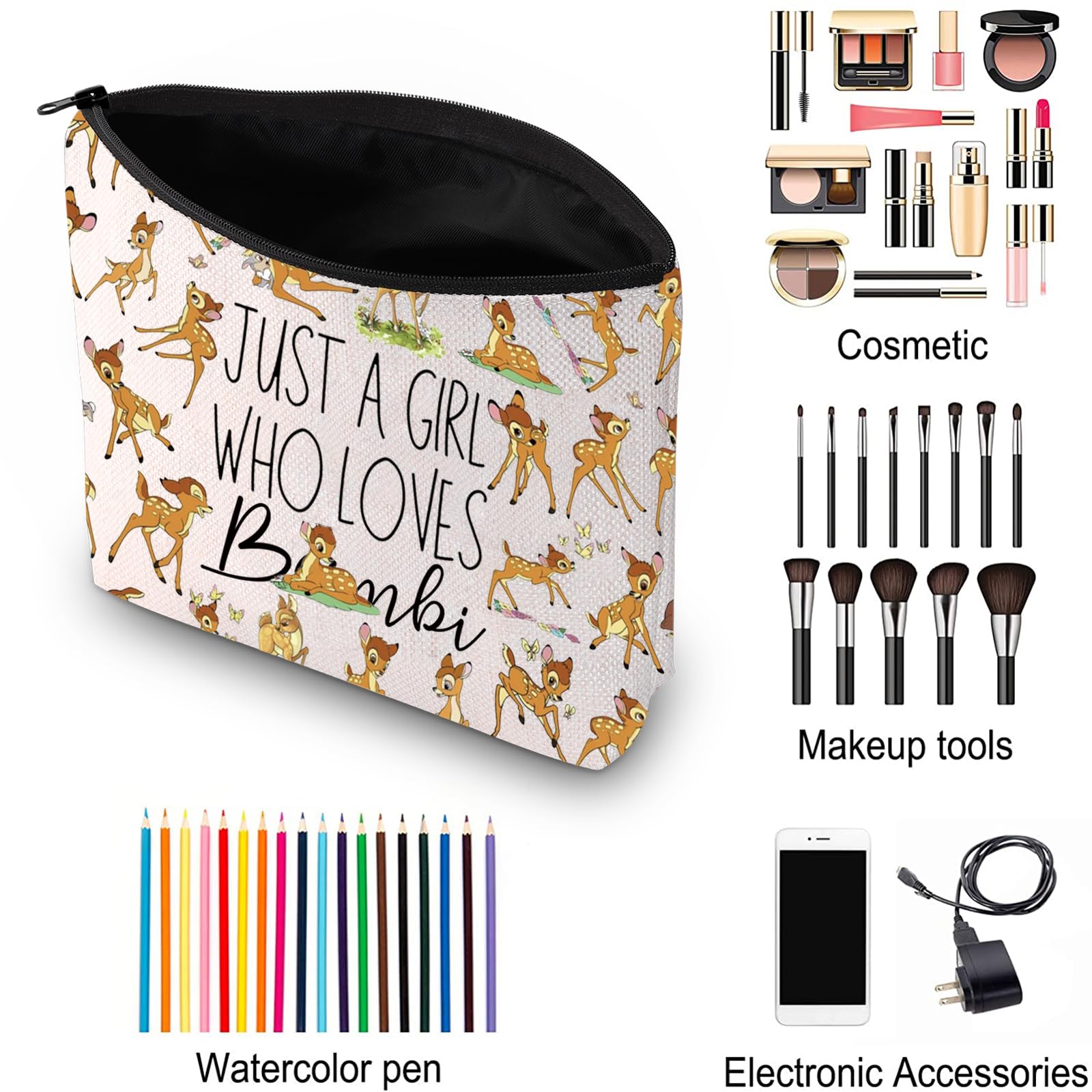 Deer Print Cosmetic Bag - Cute Animal Lover Makeup Pouch with Zipper Closure - Perfect Gift for Deer Enthusiasts & Movie Fans - Great for Travel, Daily Use & Cosmetics Storage